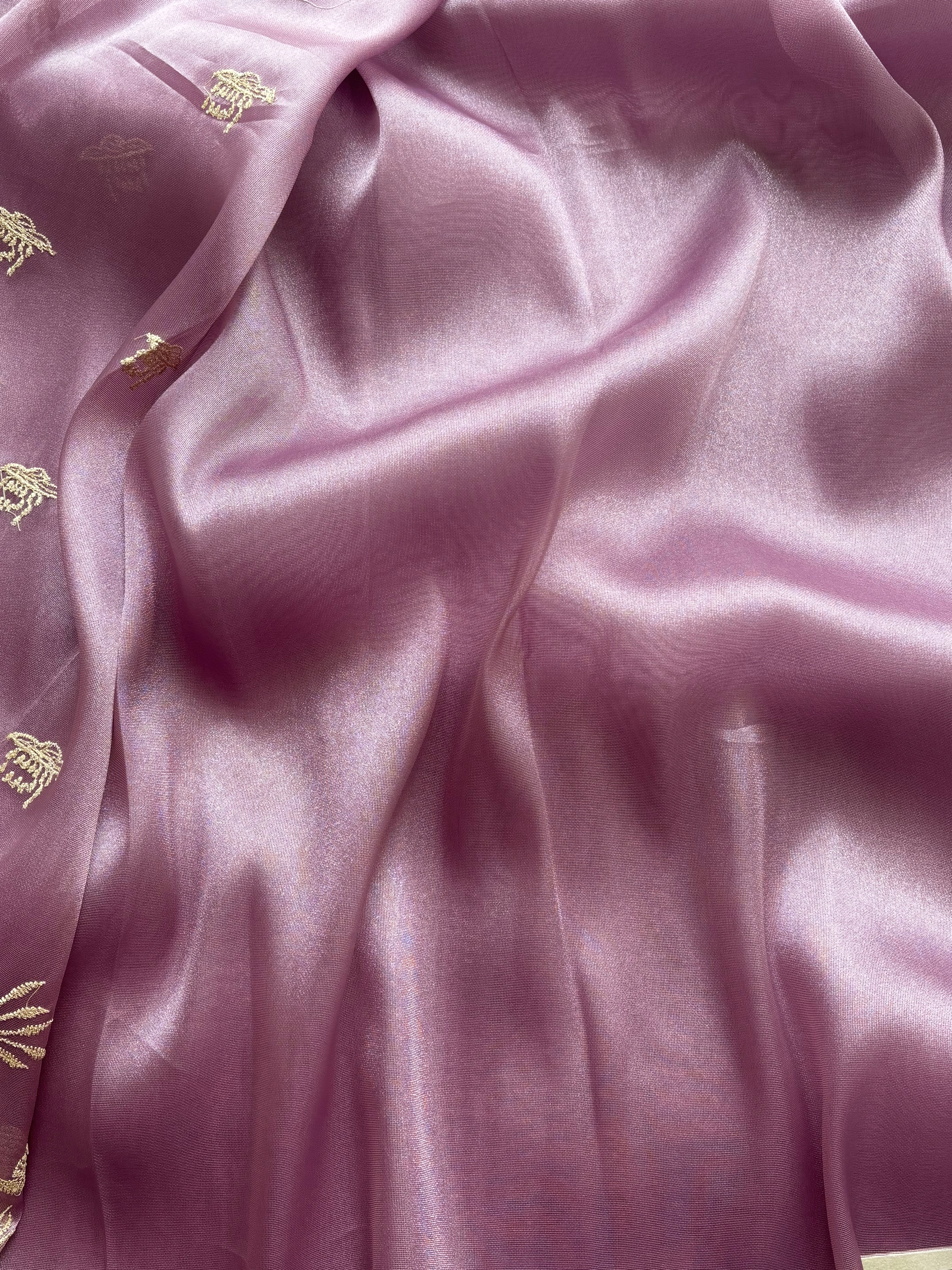 Mauve orchid semi tissue saree
