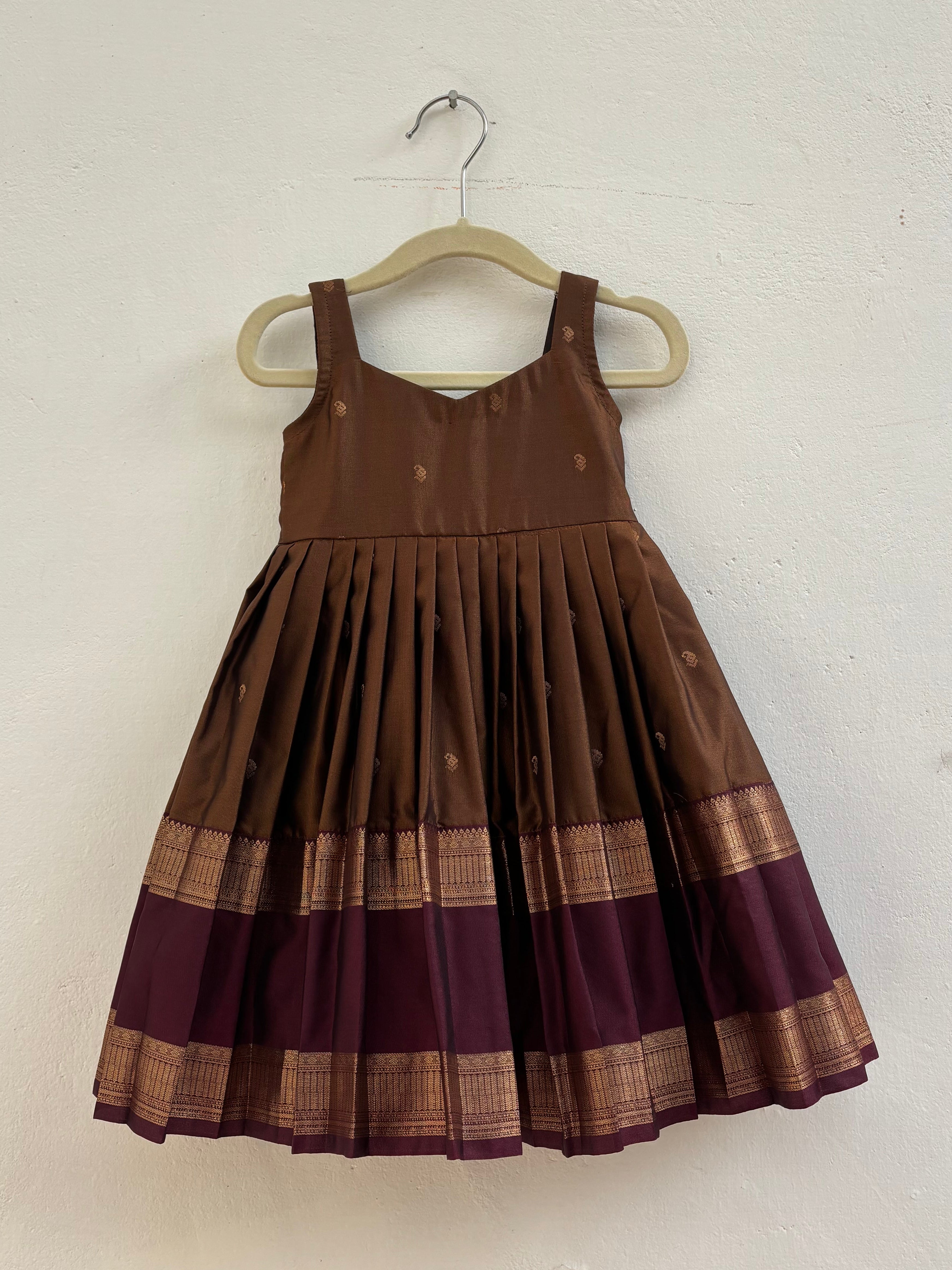 Brown & maroon Soft silk dress