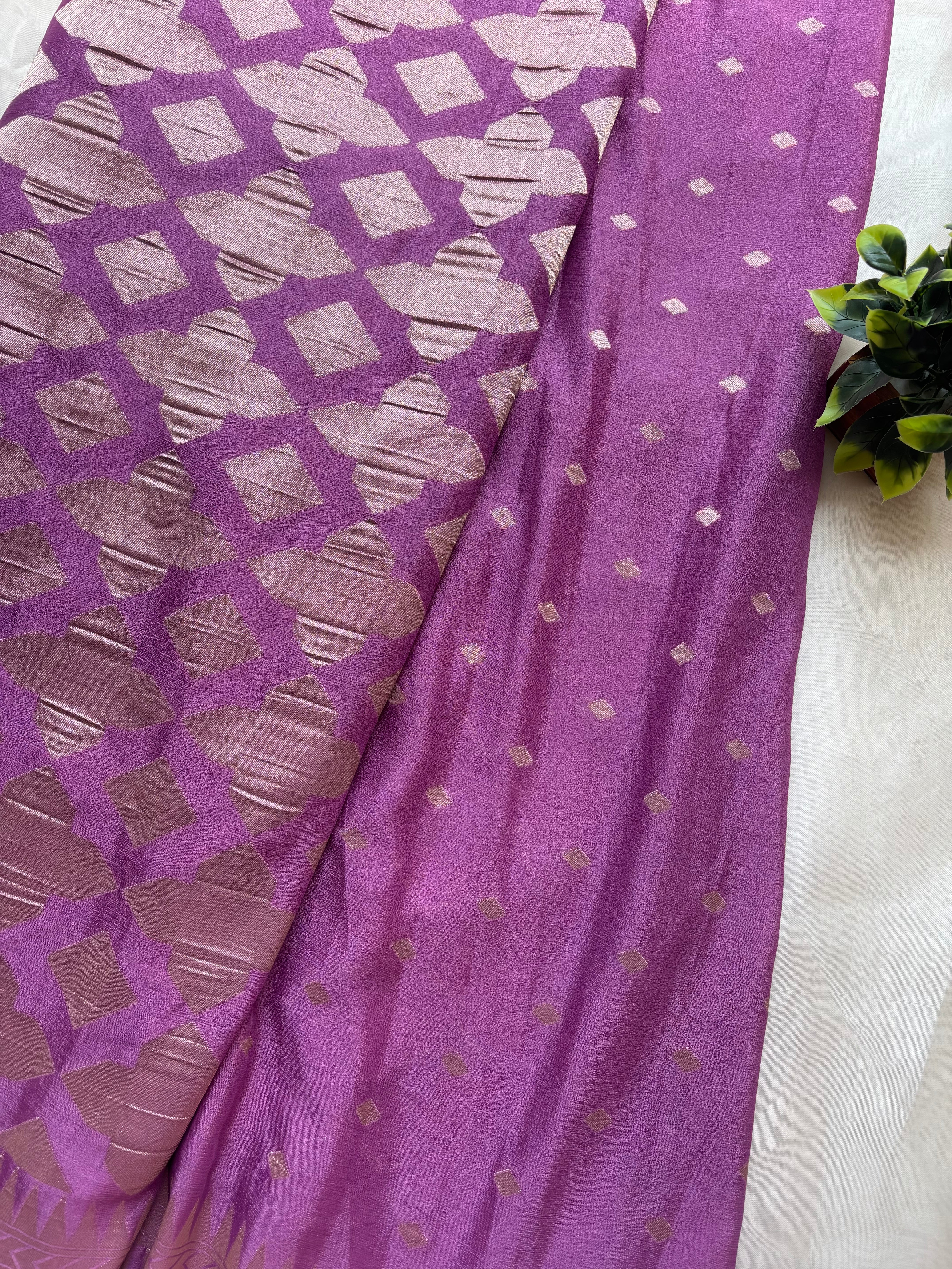 Violet viscose silk blend saree