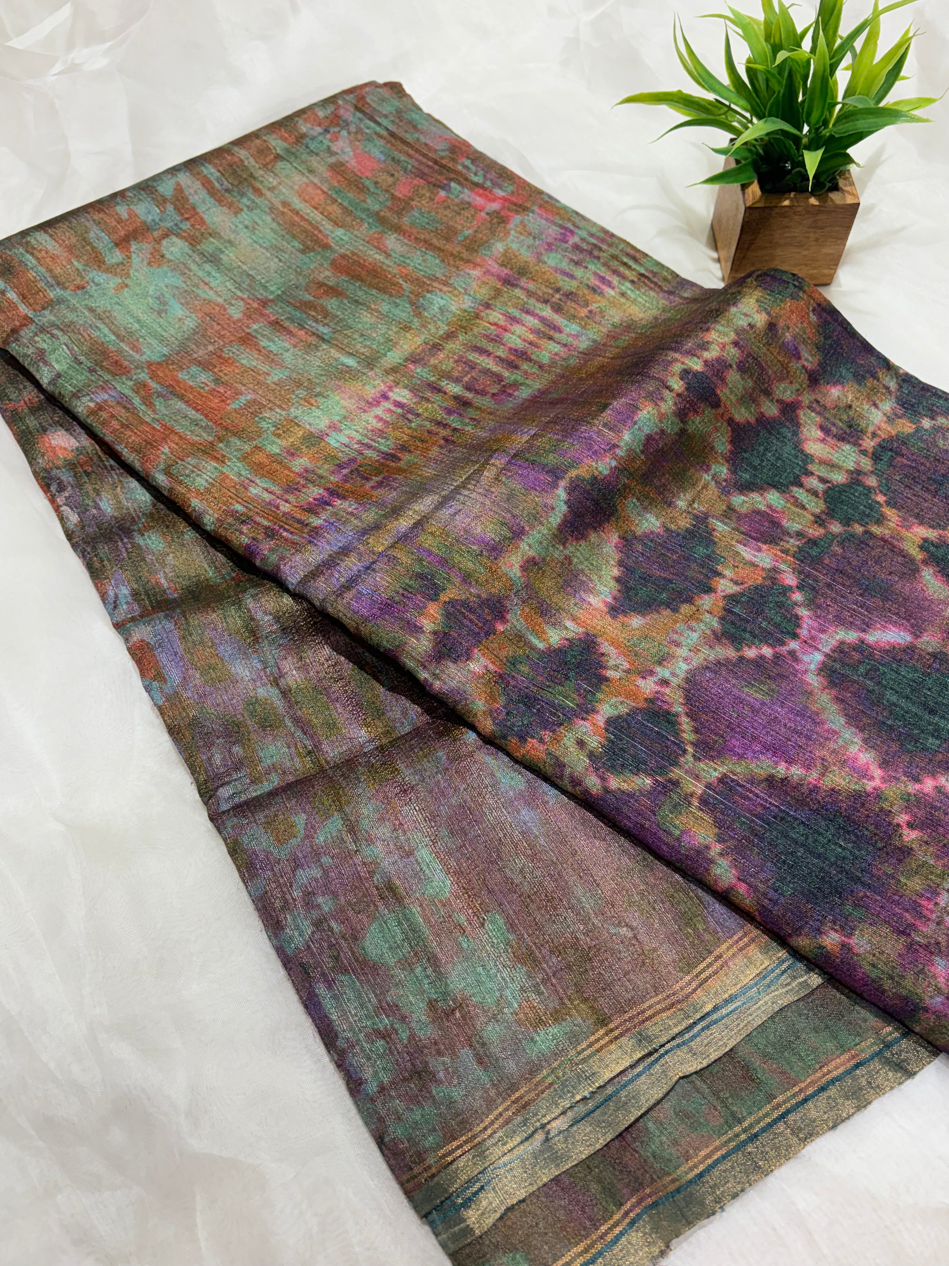 Multicolour Tussar saree