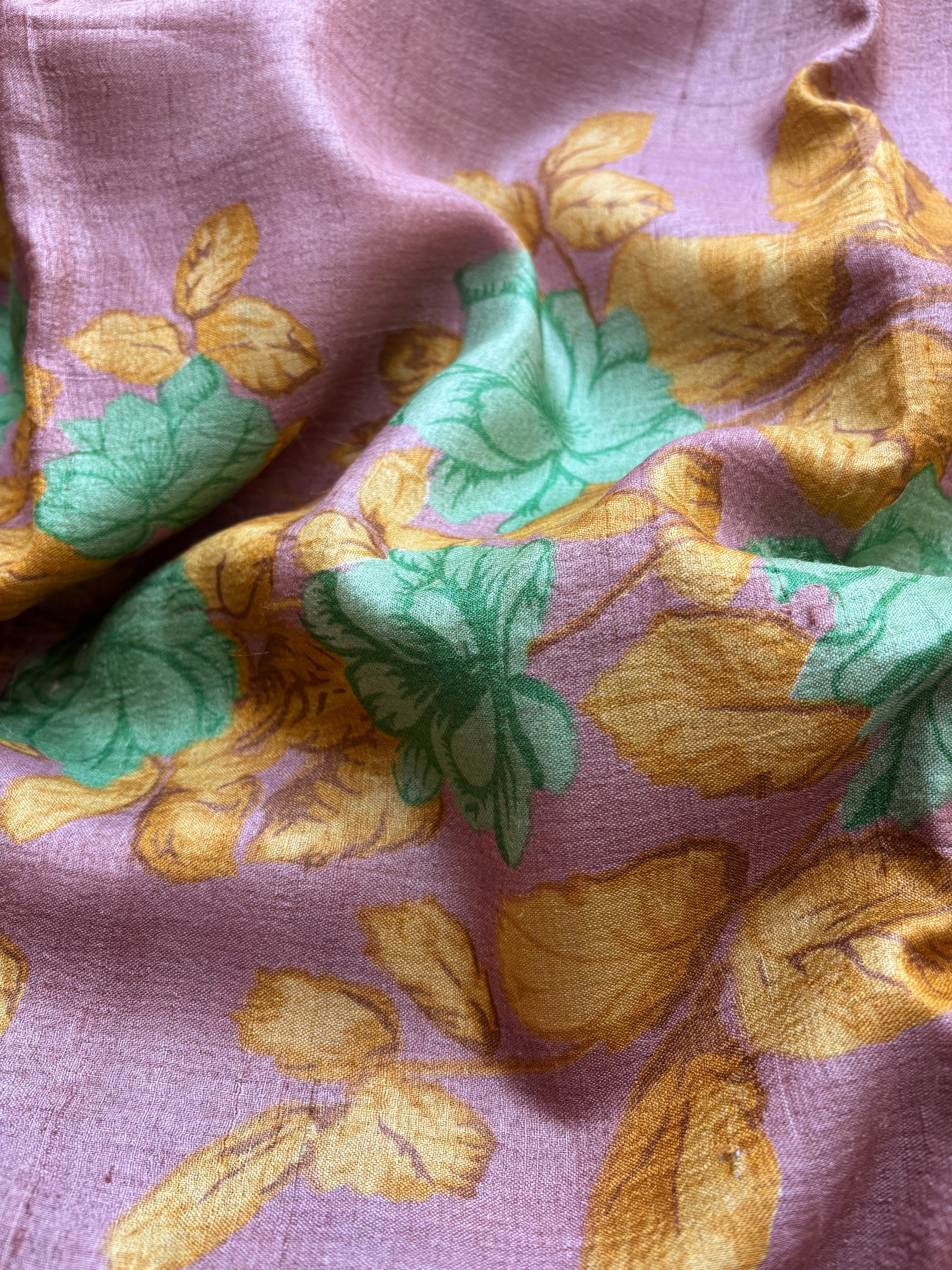 Onion pink floral tussar saree