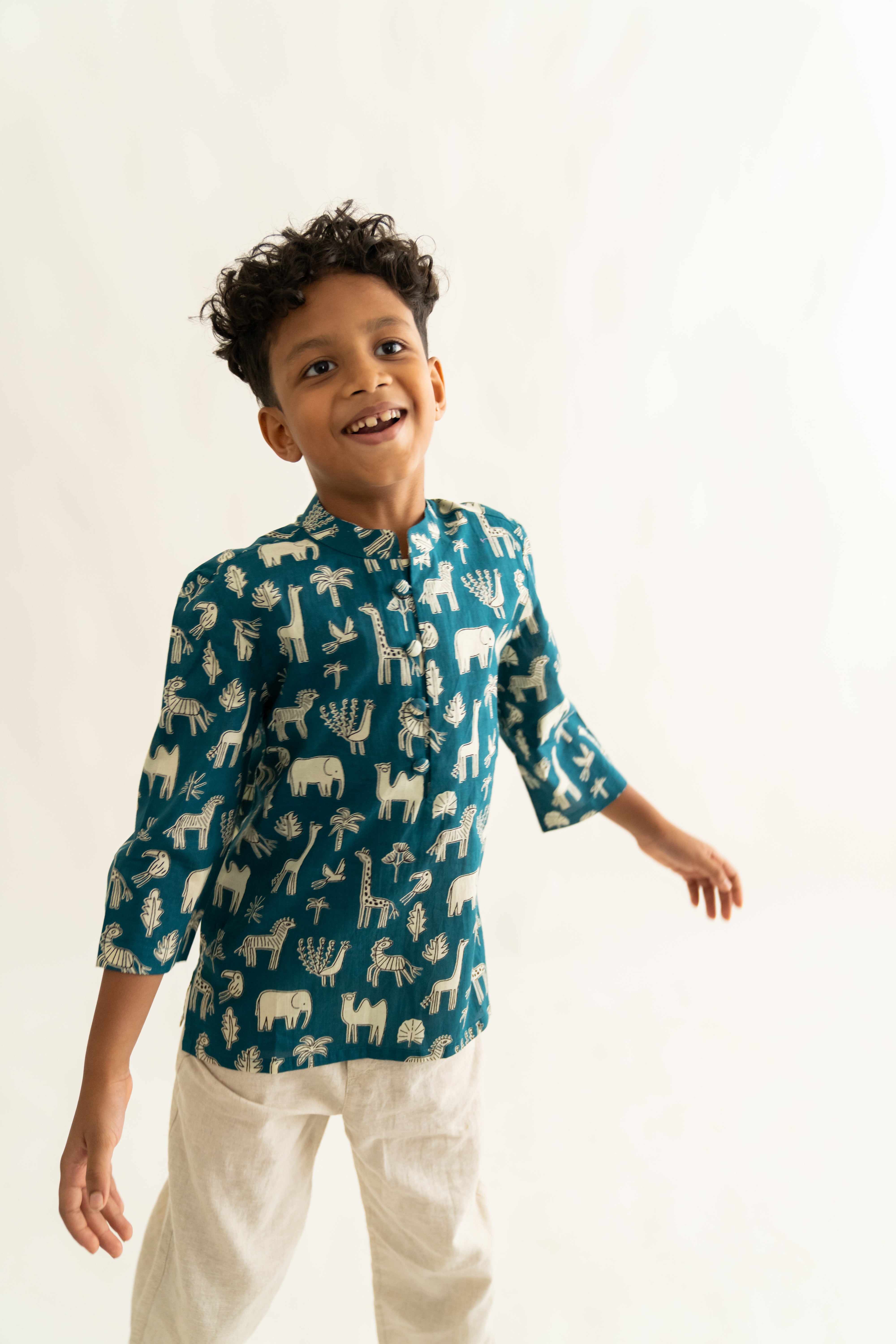 Teal blue jungle shirt