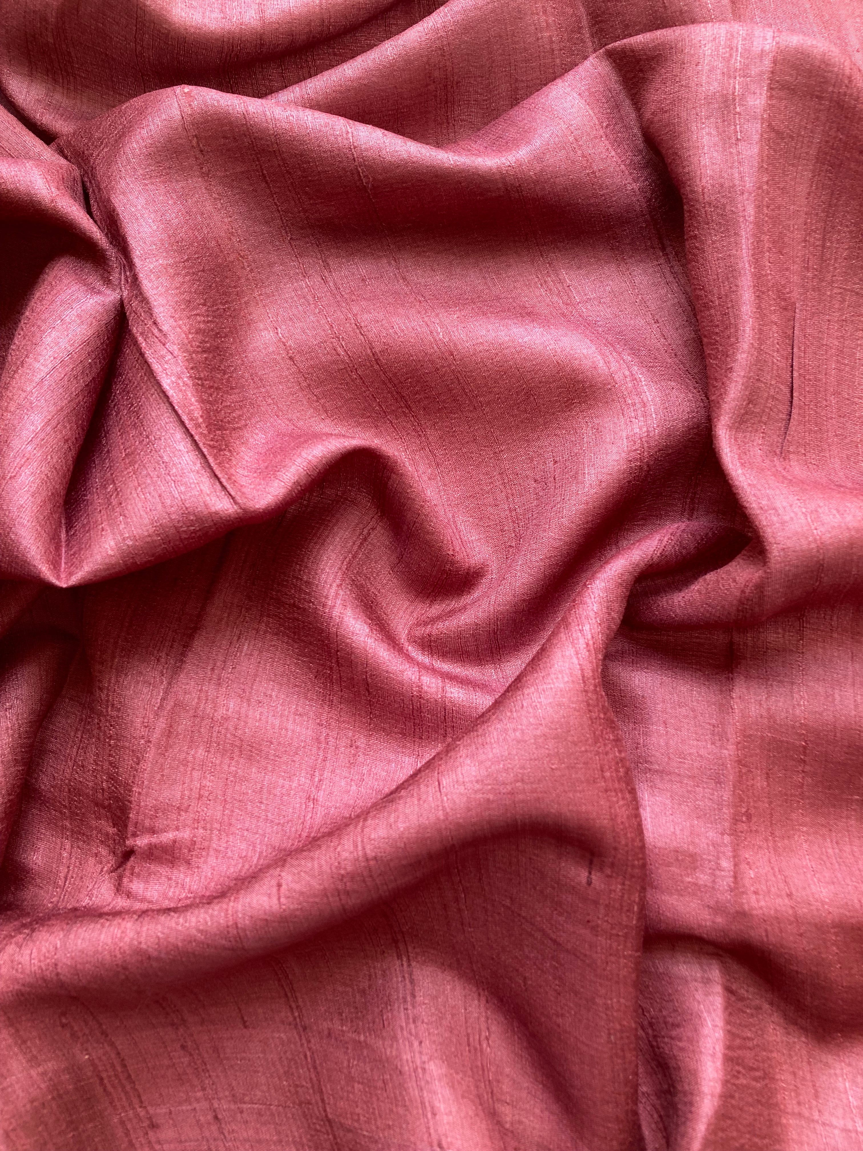 Onion pink Tussar saree