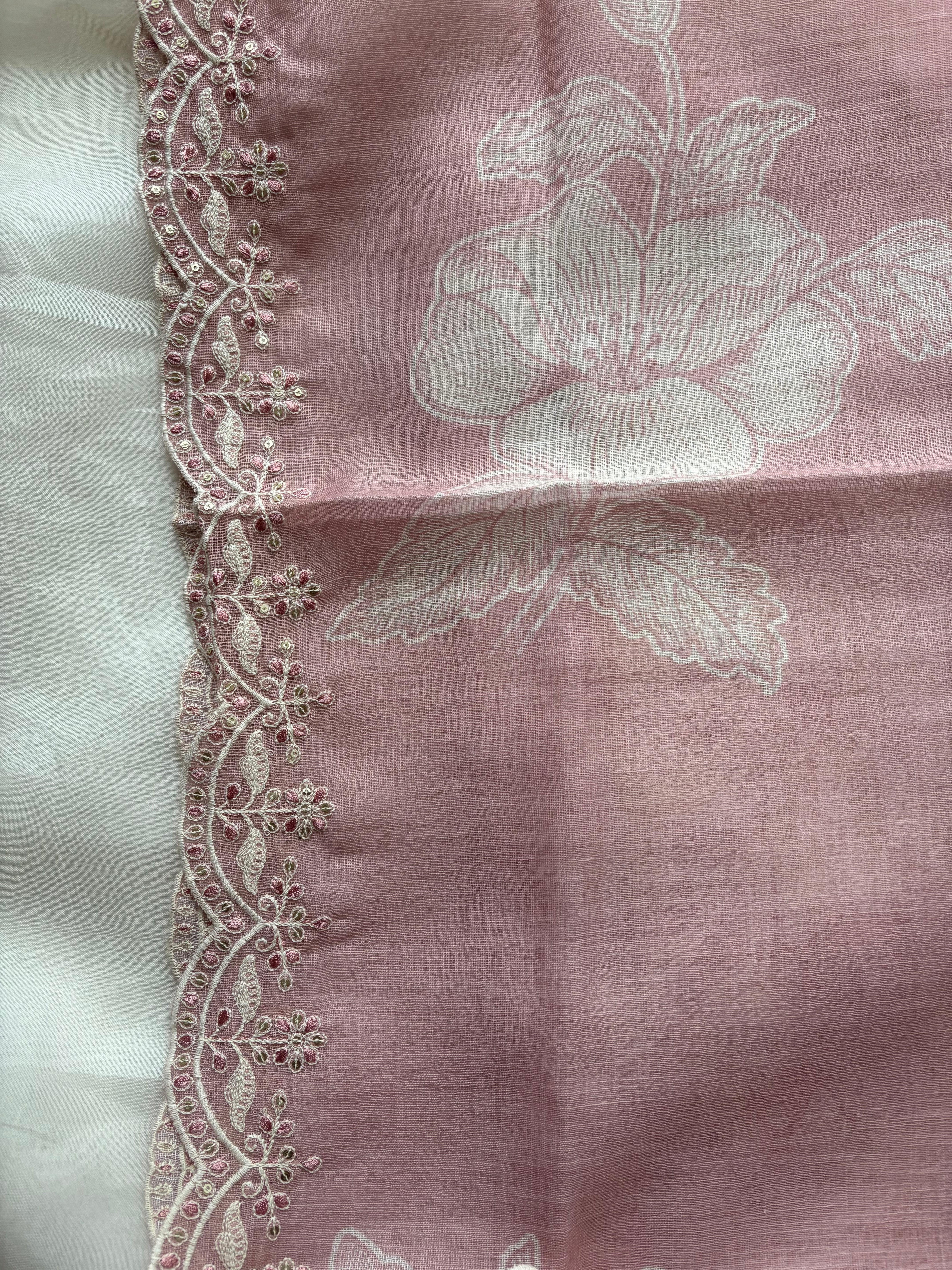 Pink and white semi stitched salwar suit