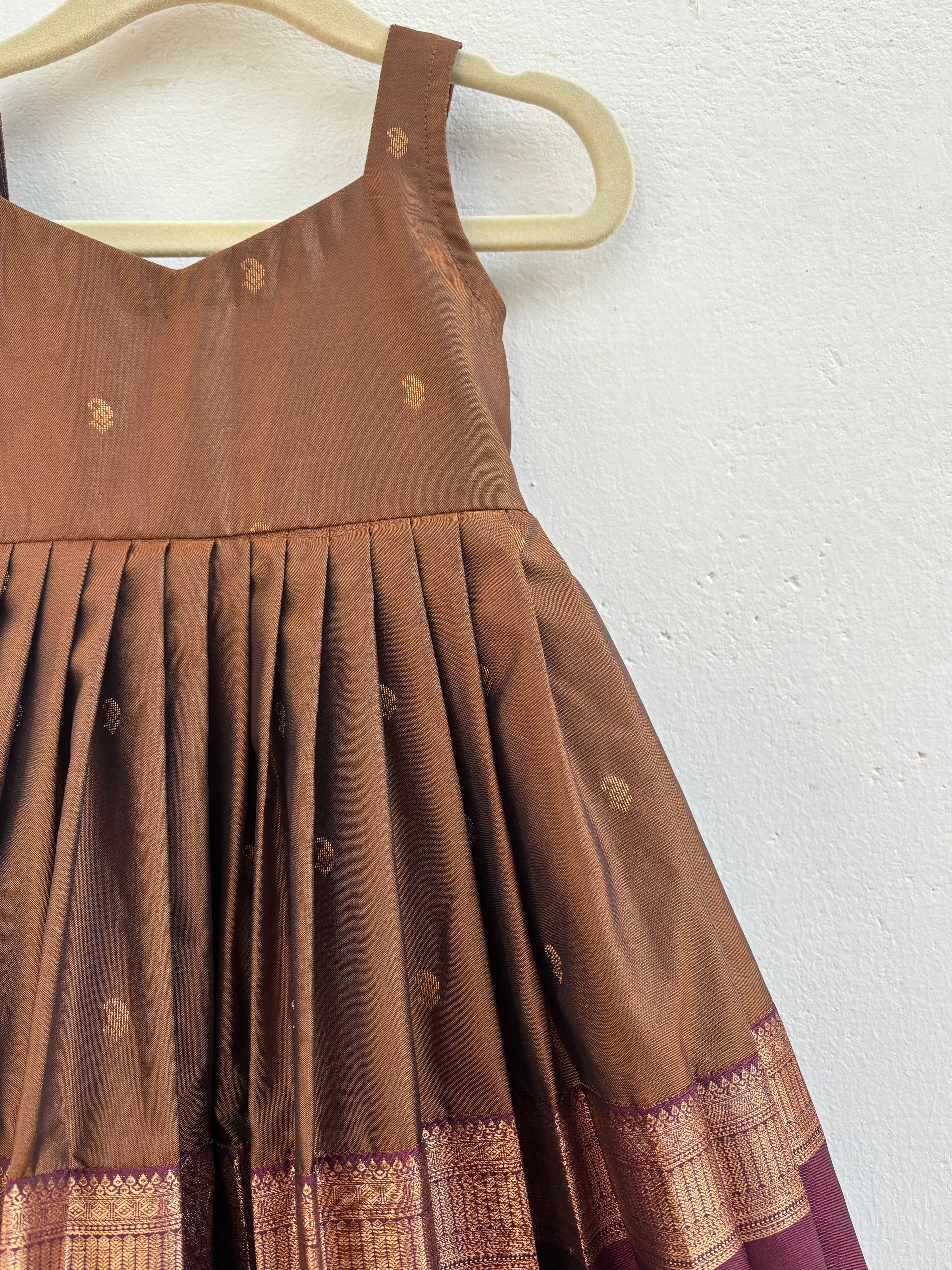 Brown & maroon Soft silk dress
