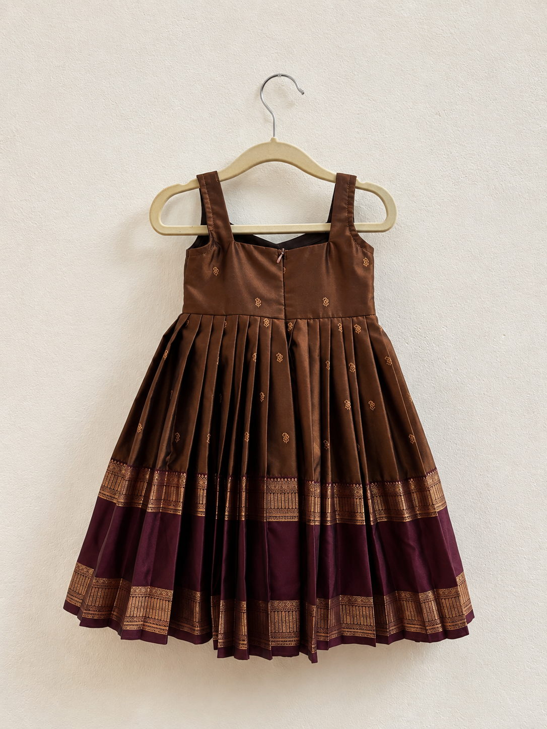 Brown & maroon Soft silk dress