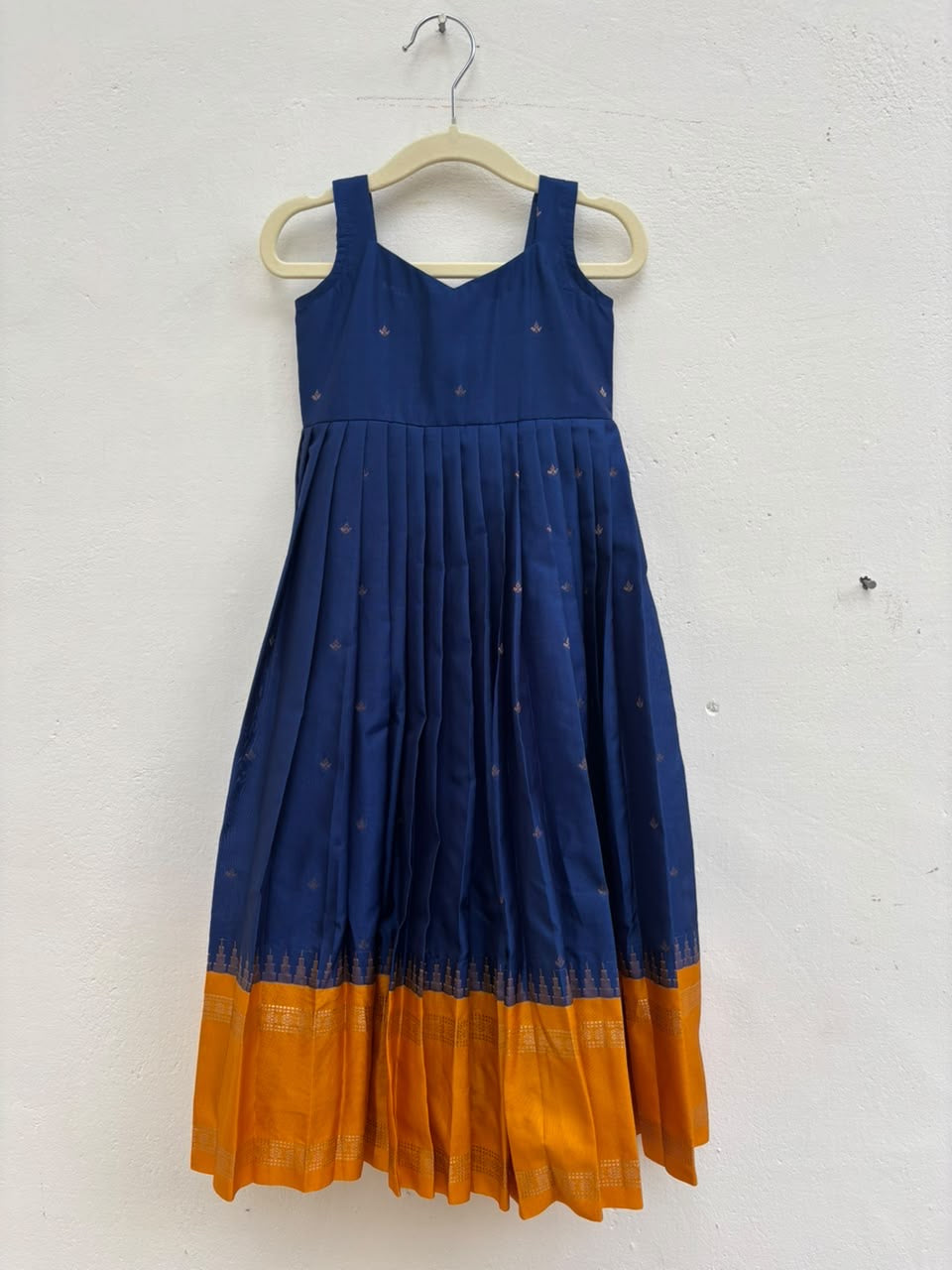 Sapphire Blue & yellow Soft silk dress