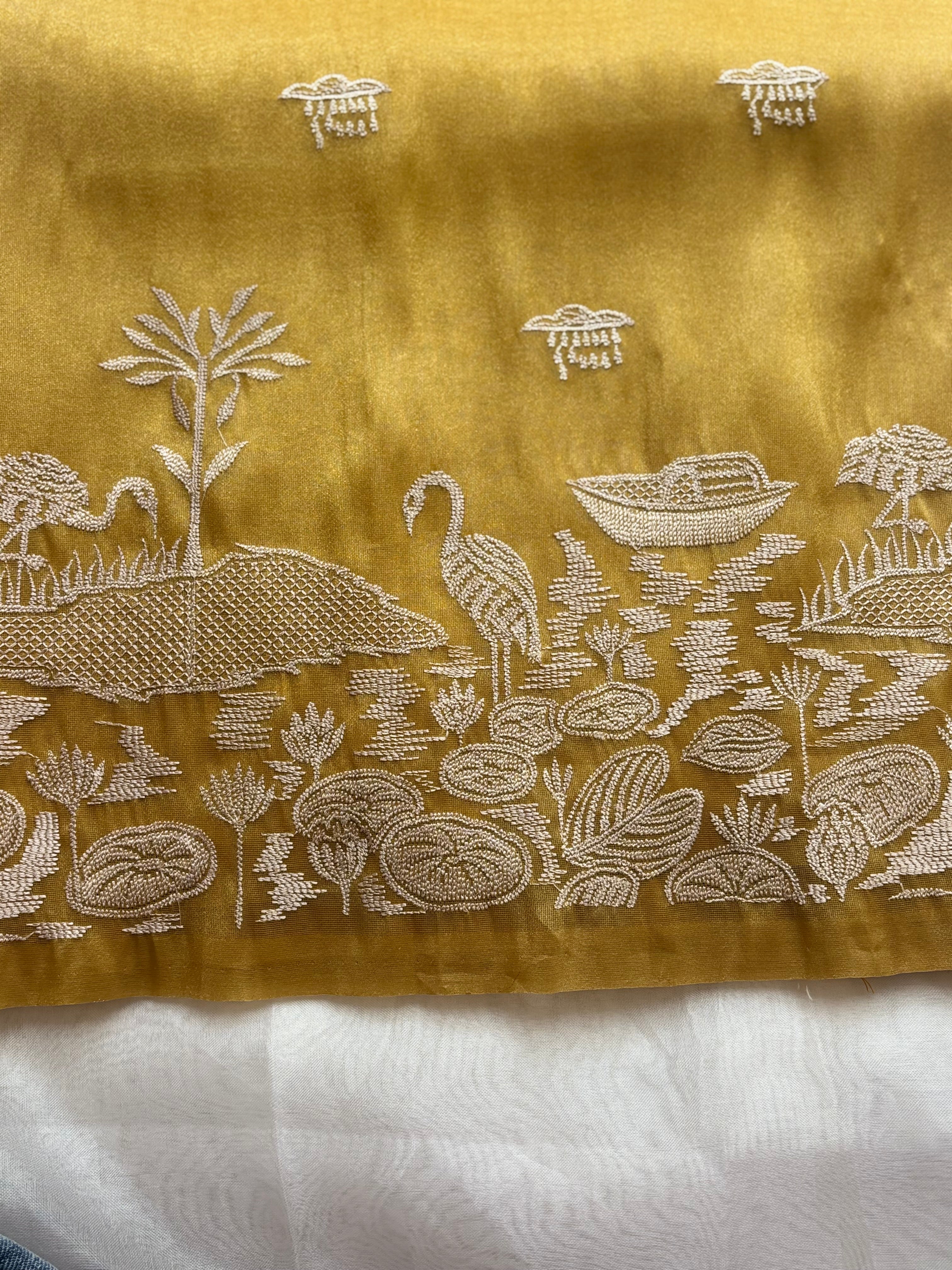 Mustard Gold semi tissue saree