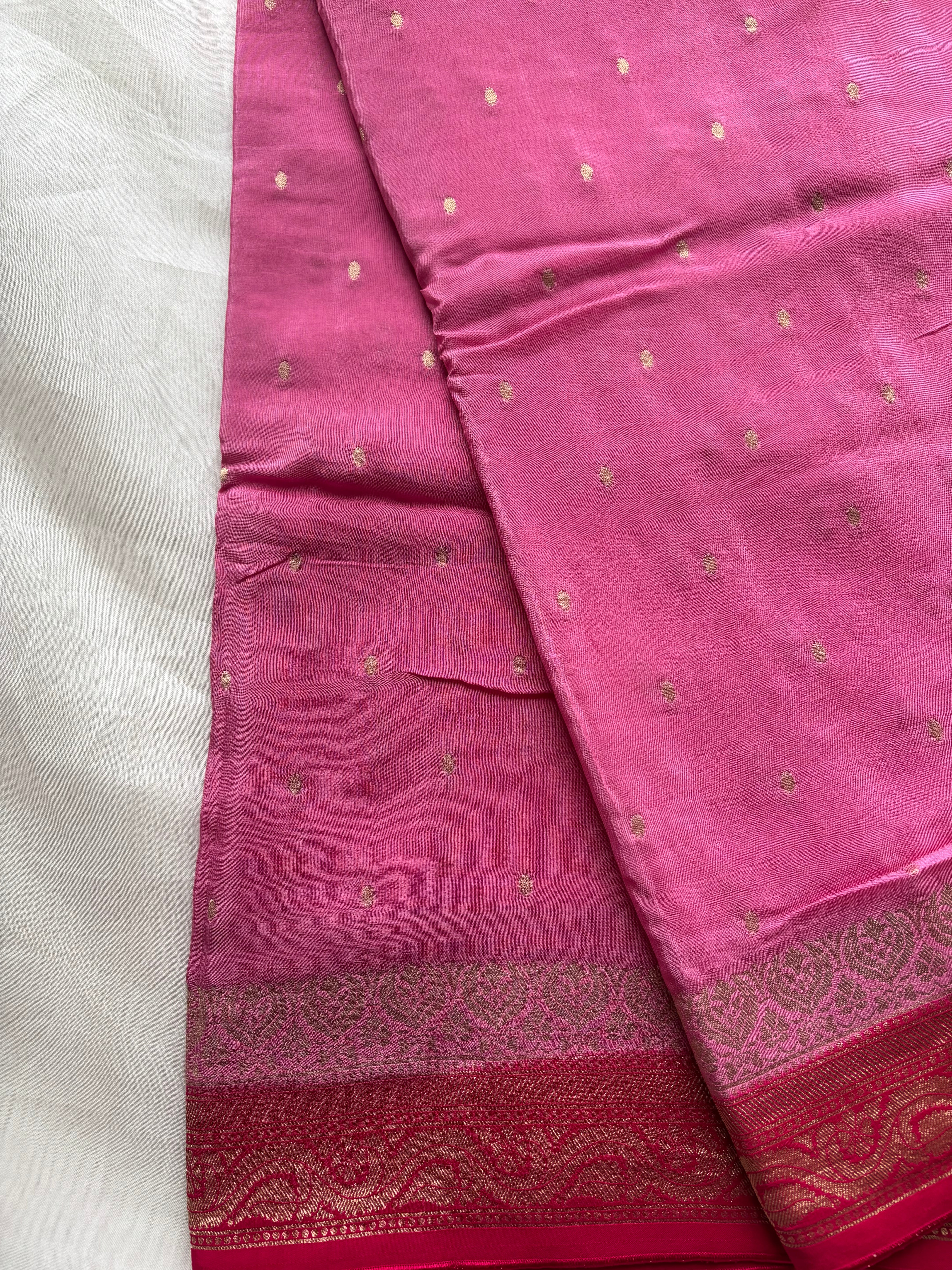 Rose pink viscose silk blend saree
