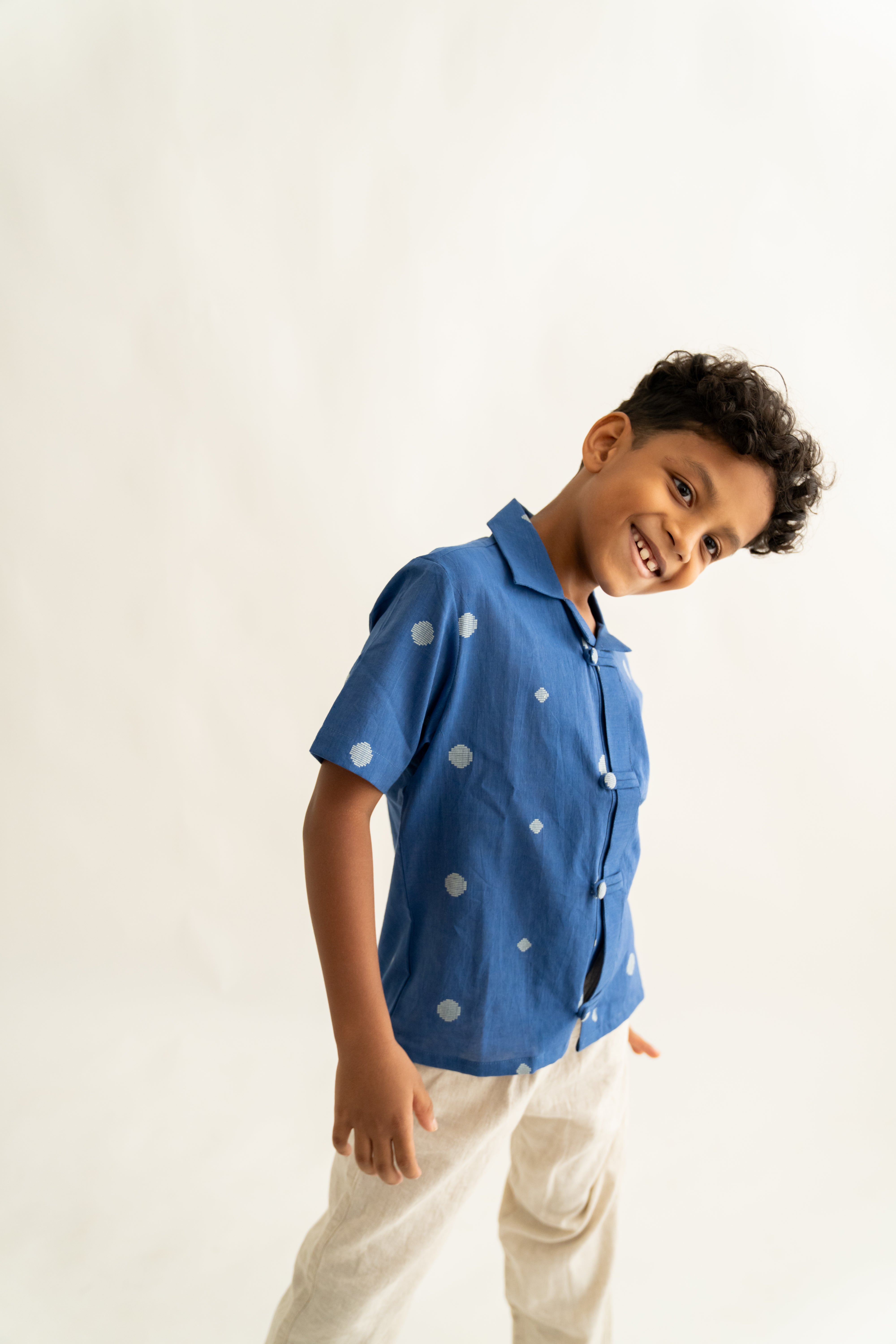 Blue polka dot shirt