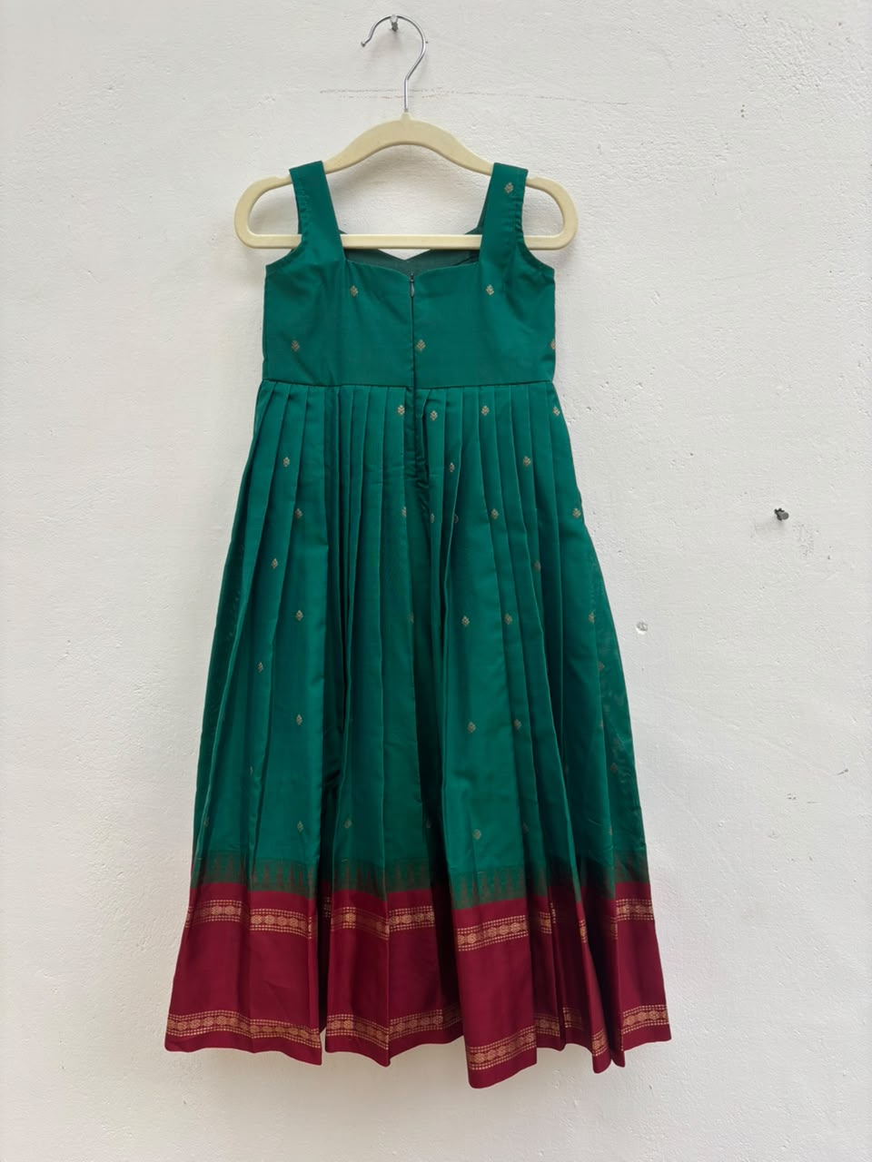 Green & red Soft silk dress