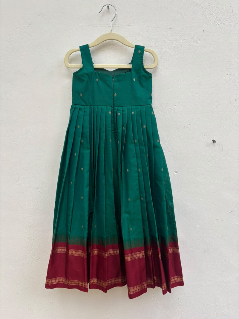 Green & red Soft silk dress