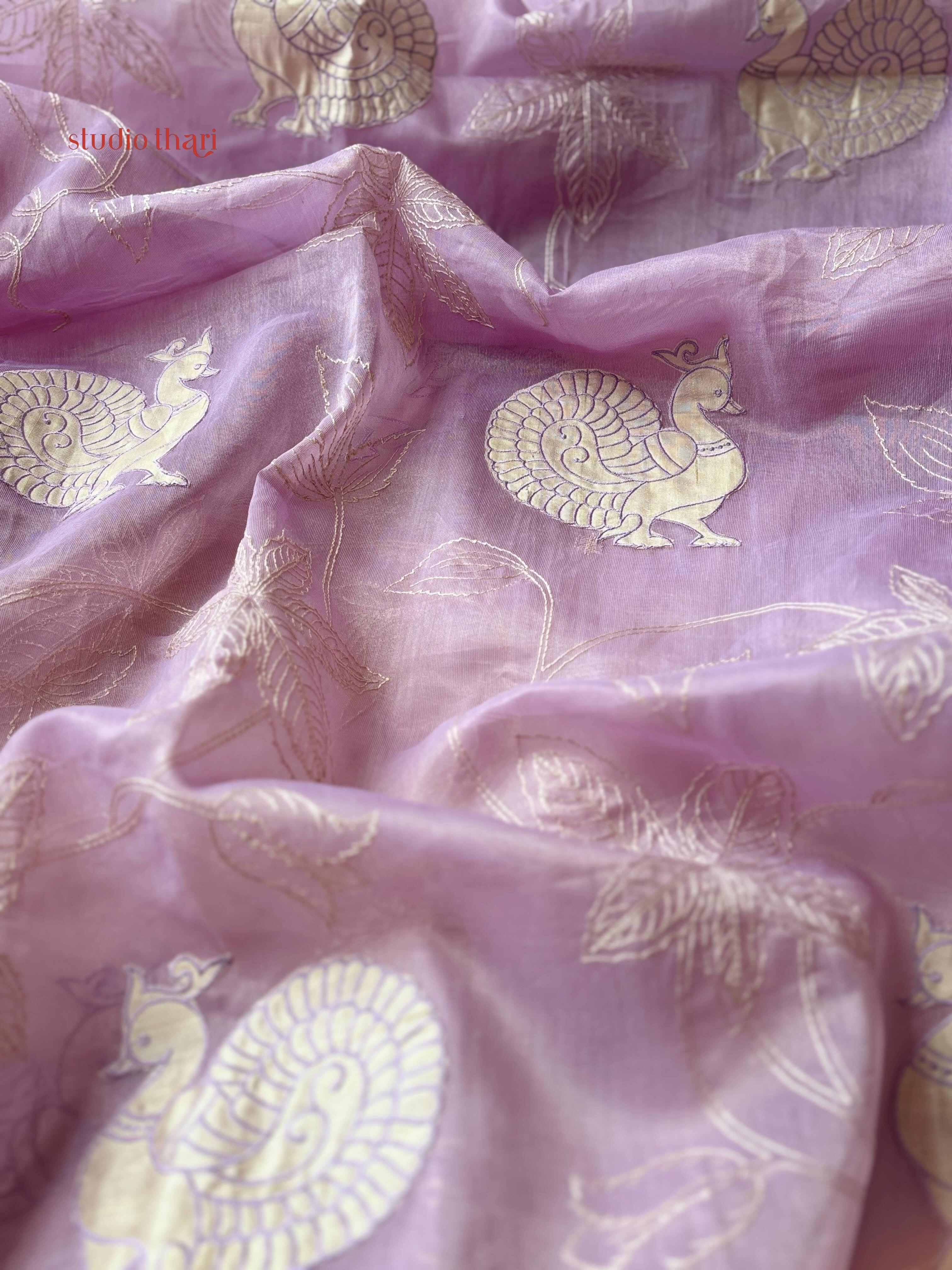 Amethyst mayuri semi organza saree