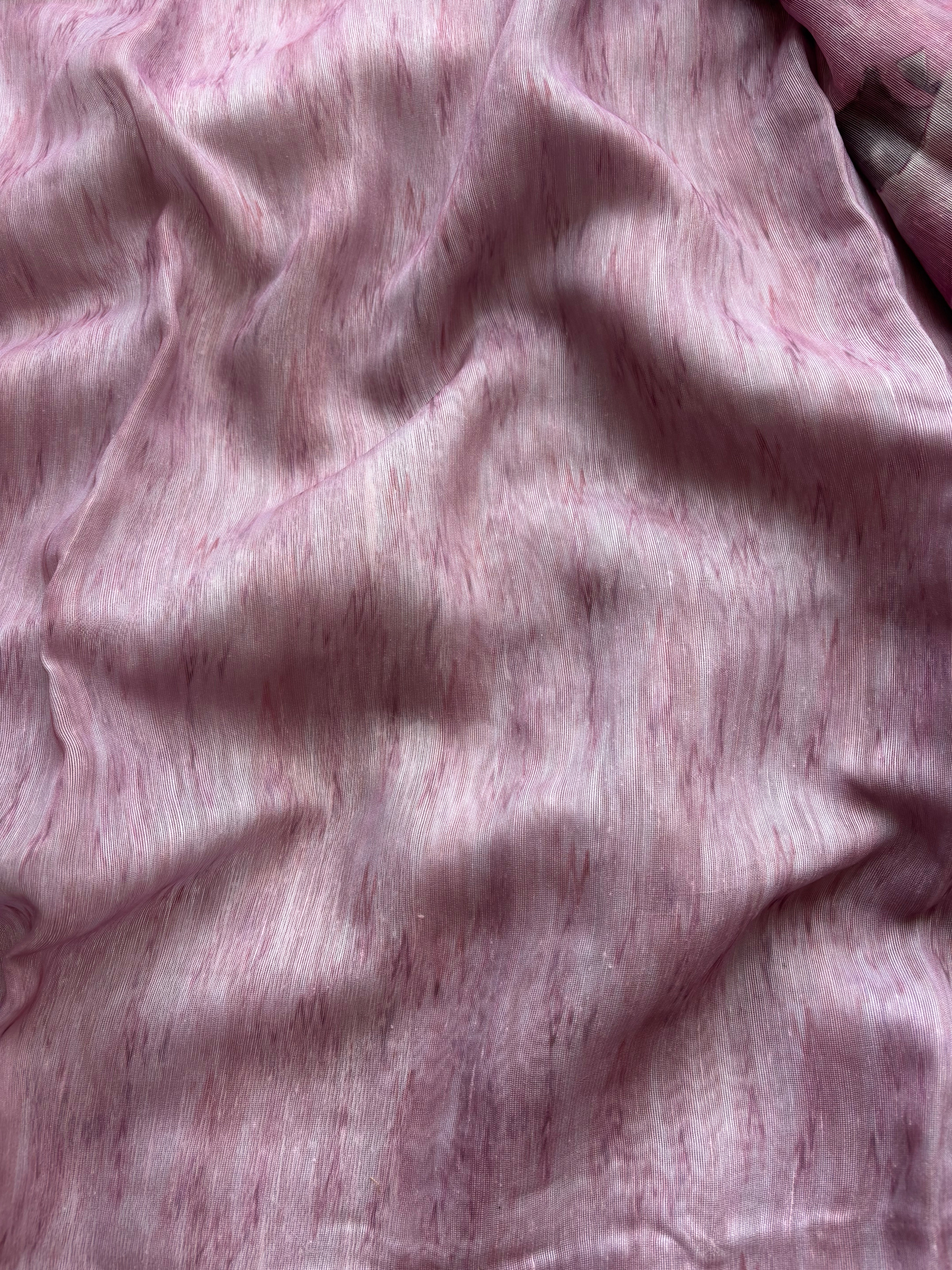 Lilac floral Linen saree