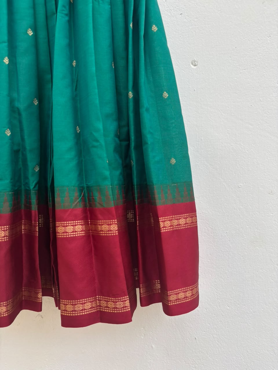 Green & red Soft silk dress