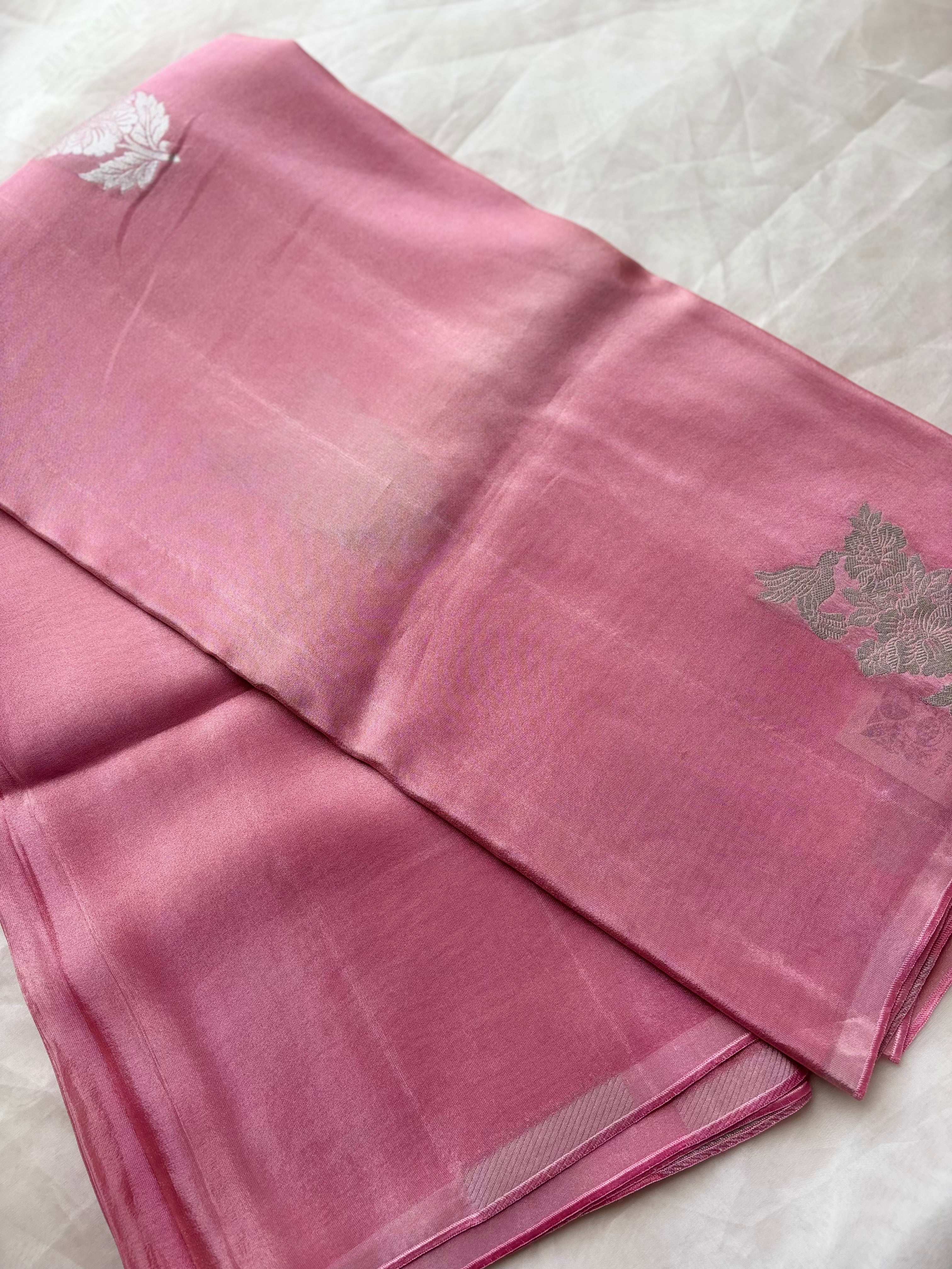 Baby pink Viscose silk saree