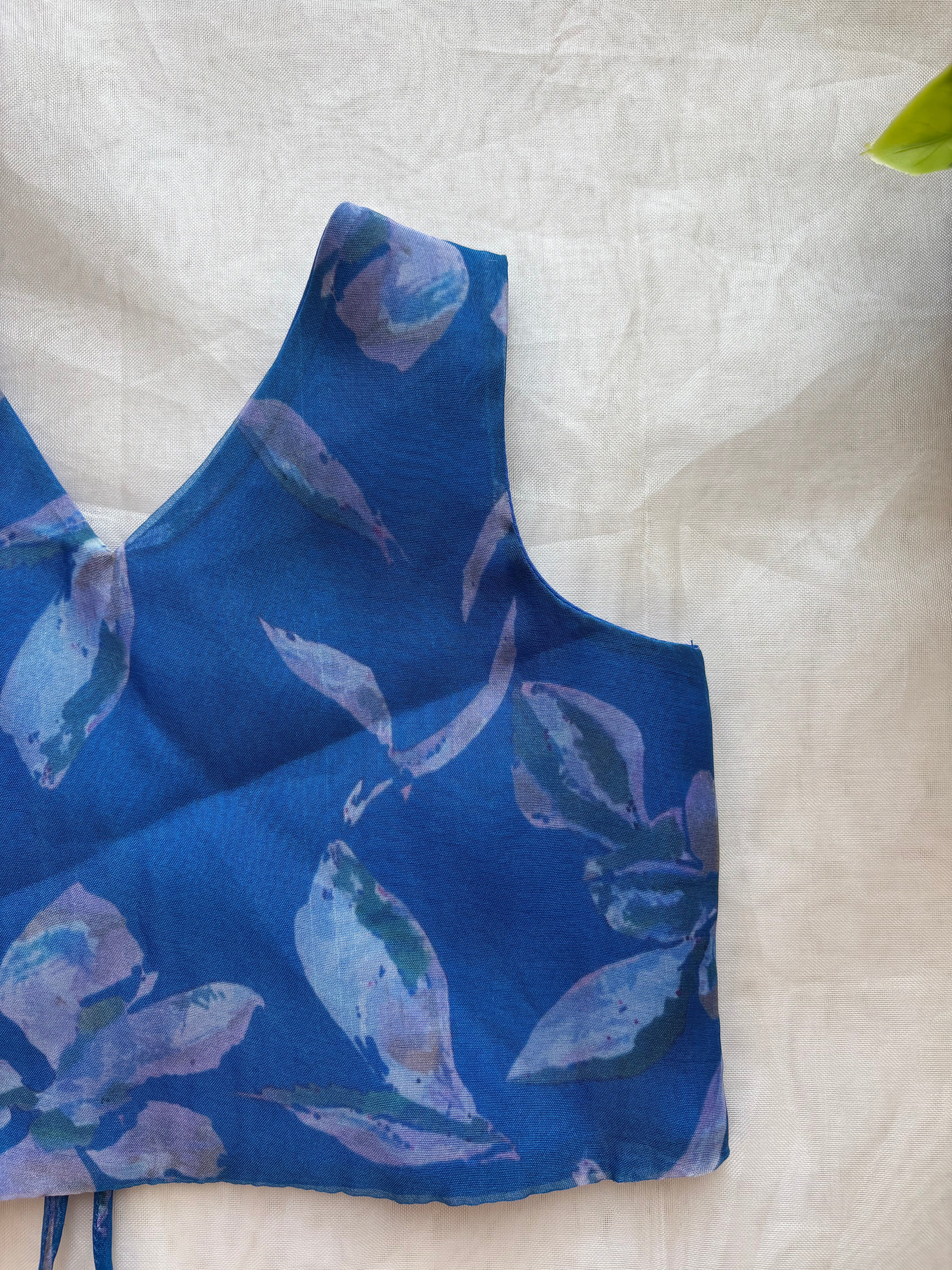 Blue floral organza skirt & top