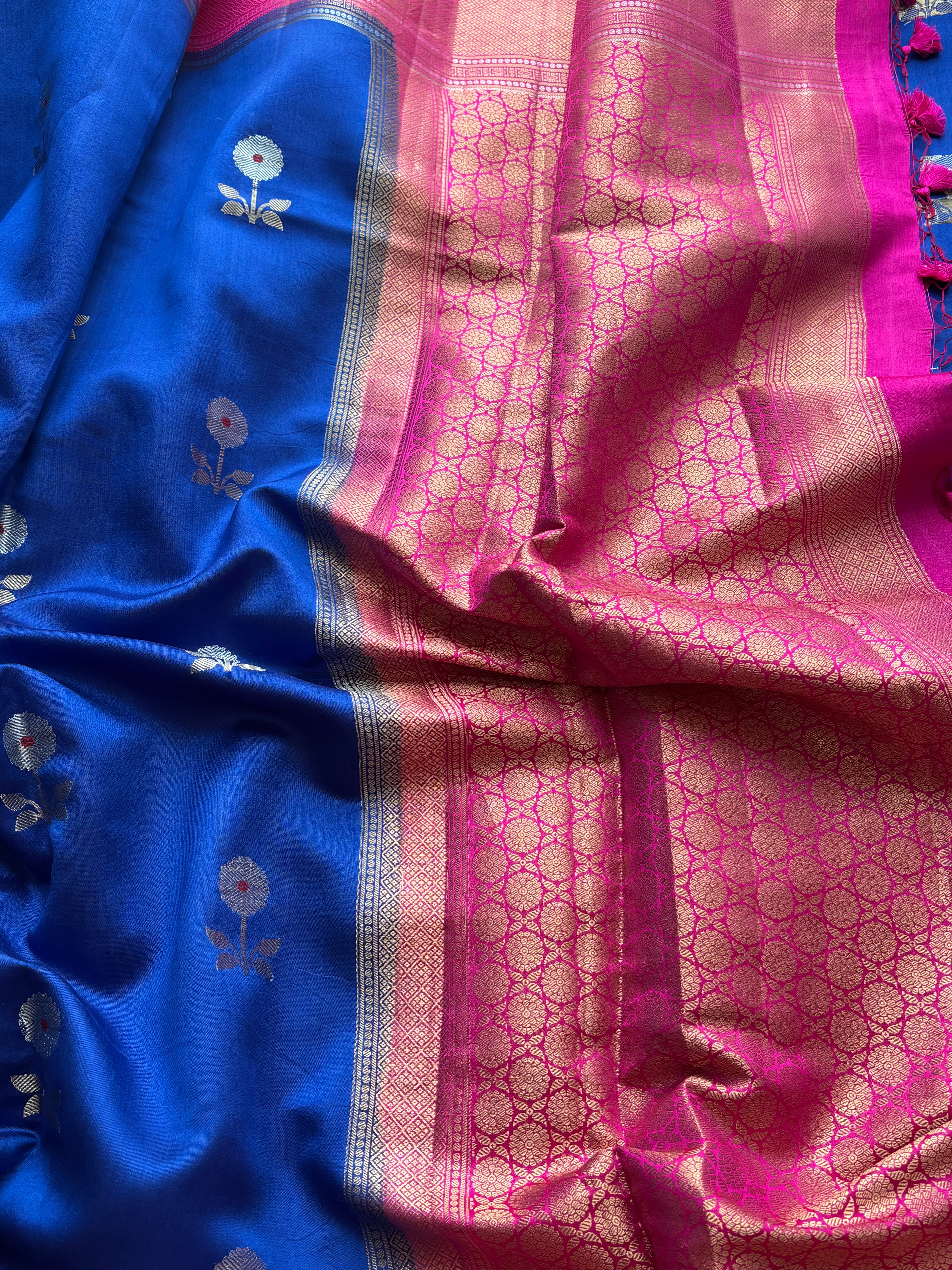 Blue Chiniya silk saree