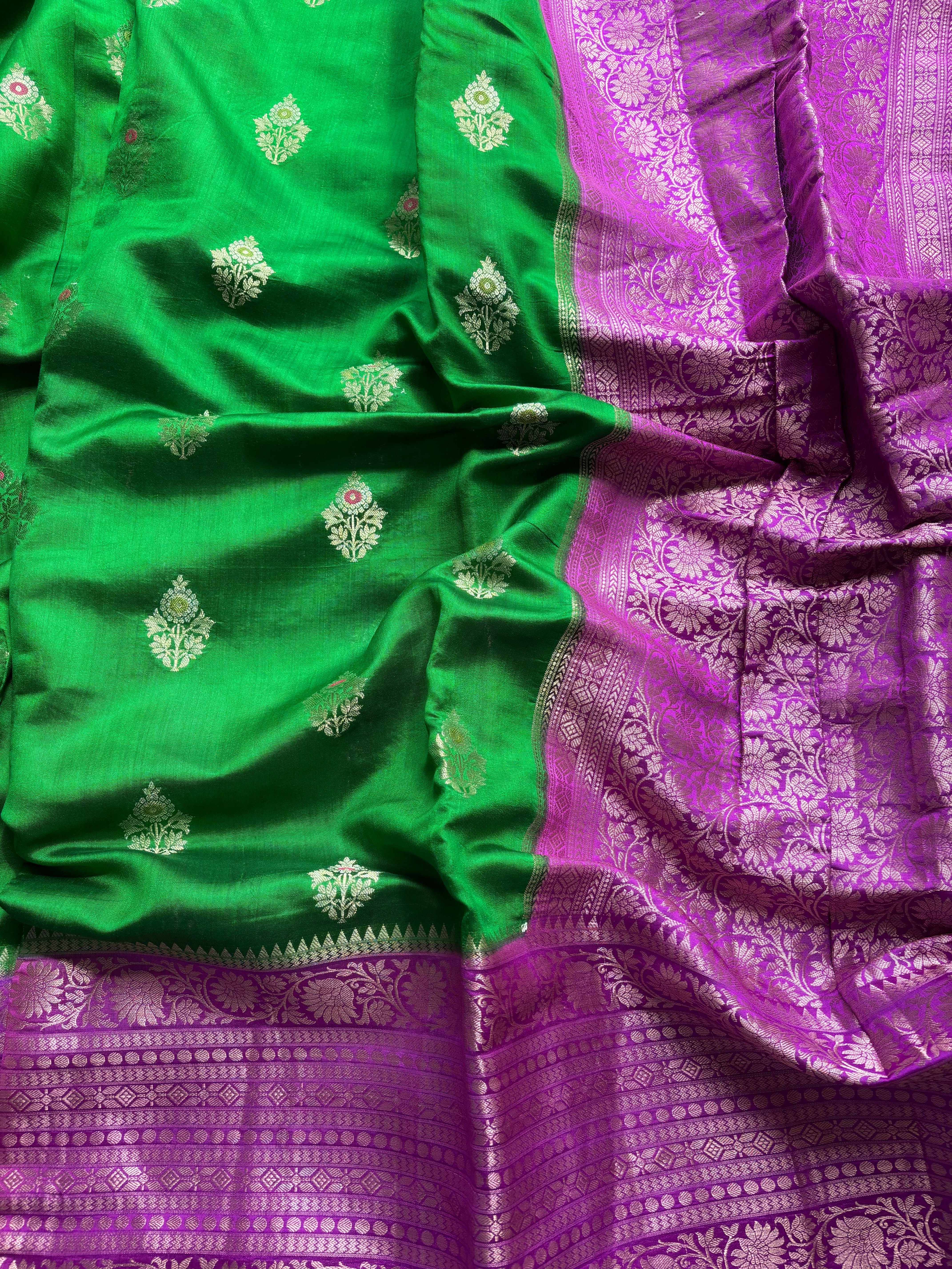 Green pure banarasi silk saree