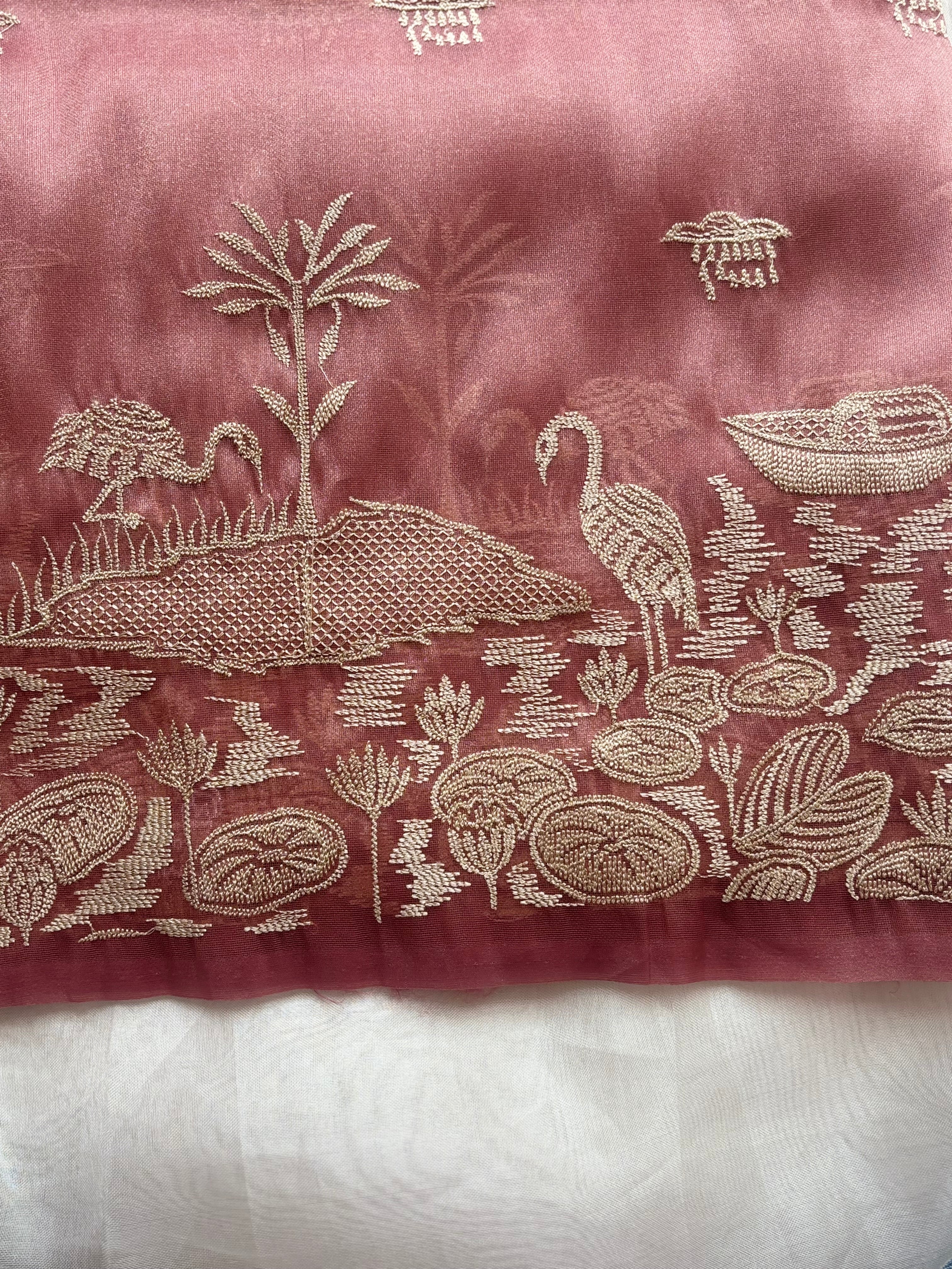 Dusty rose semi tissue saree