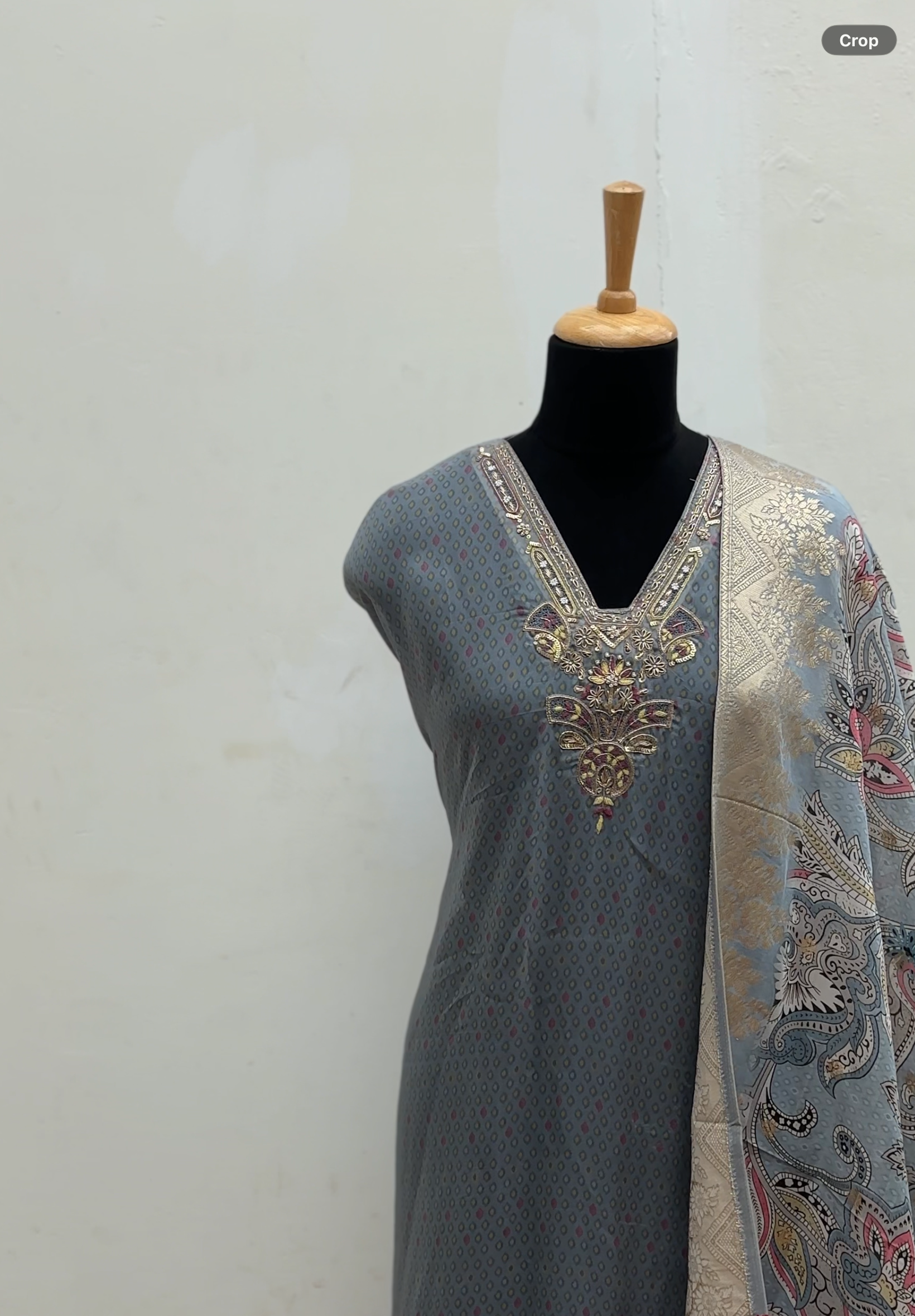 Soft grey semi stitched salwar suit