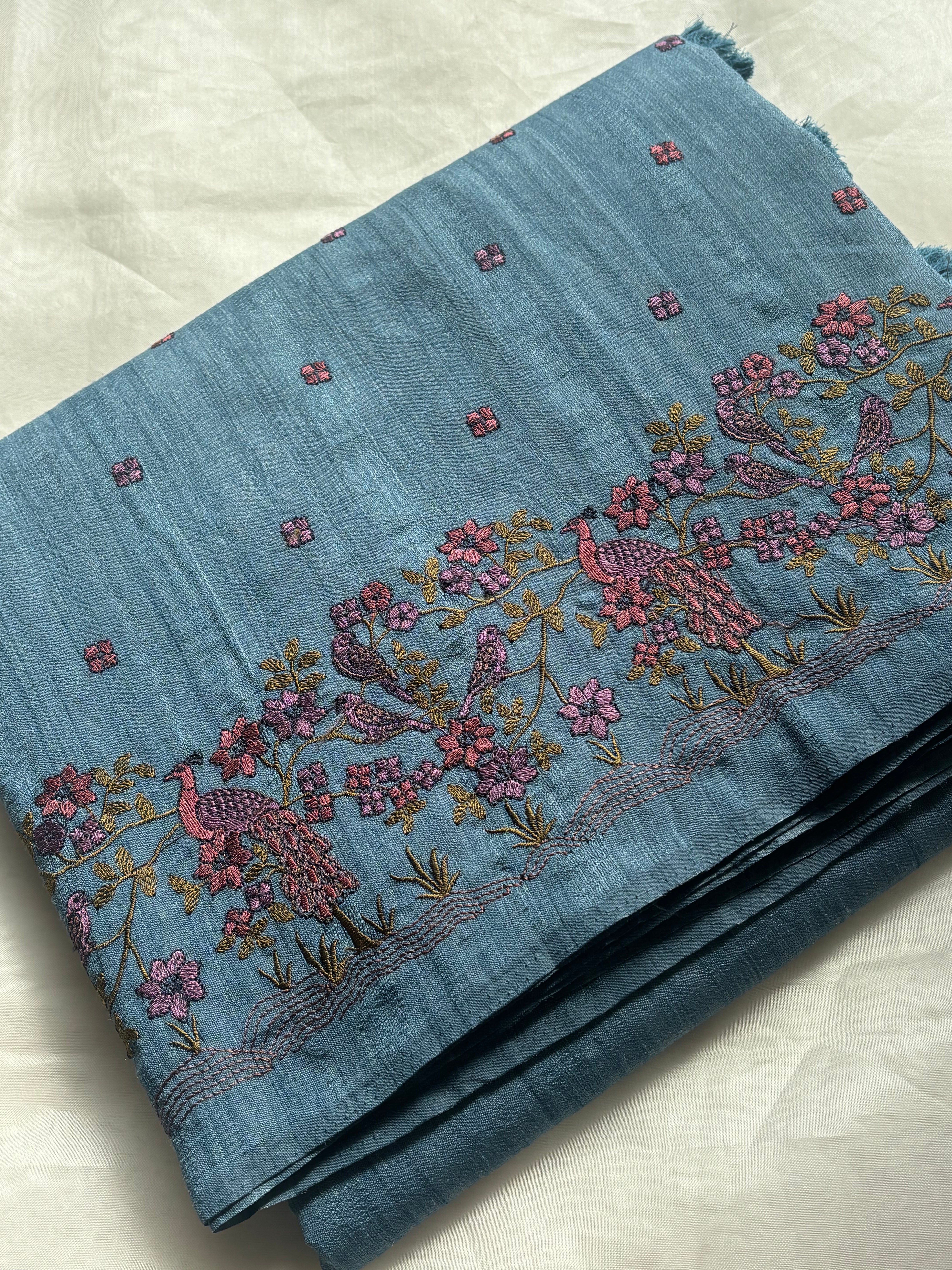 Blue Kosa silk saree