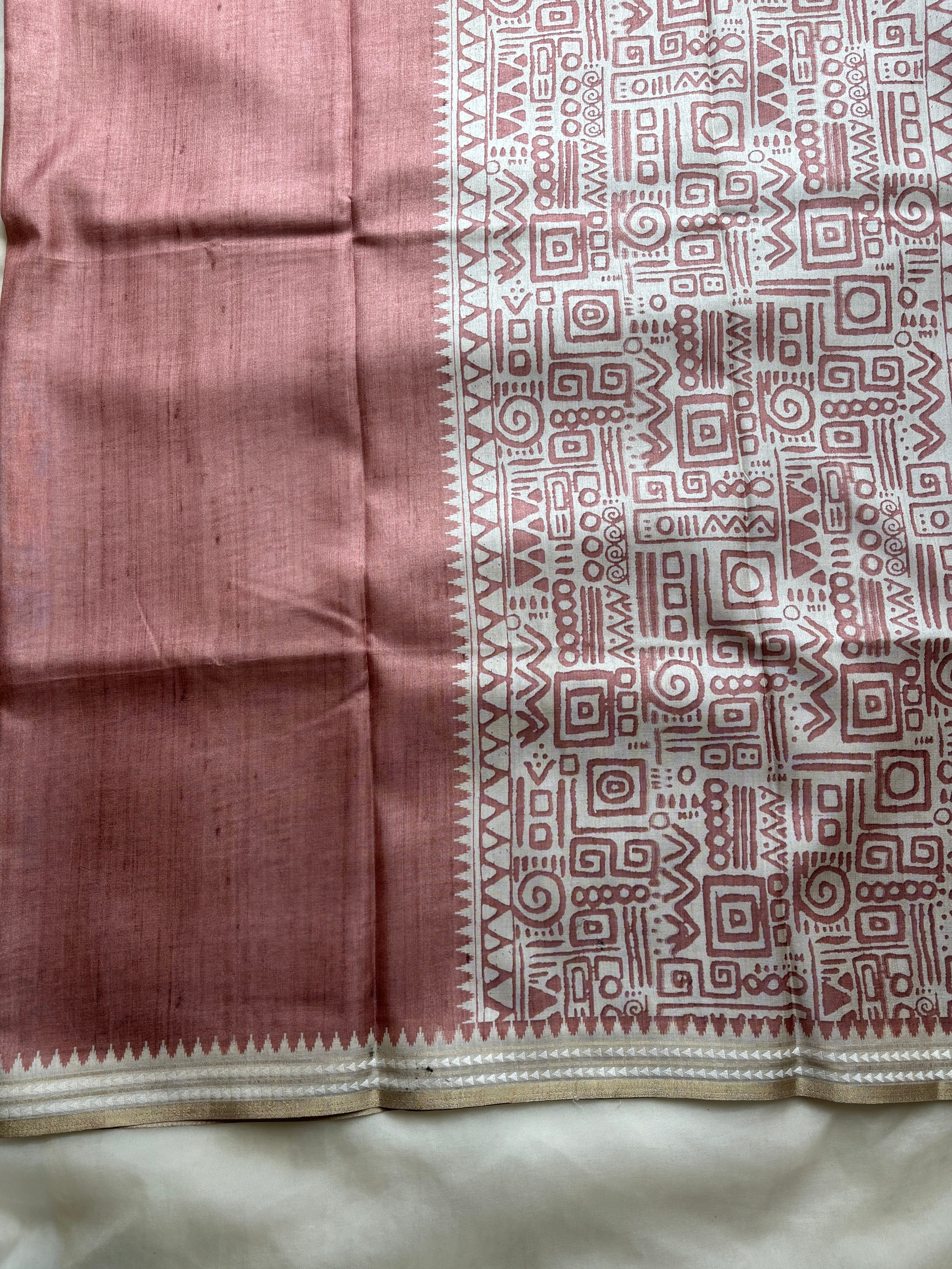 Rosewood copper semi tussar saree