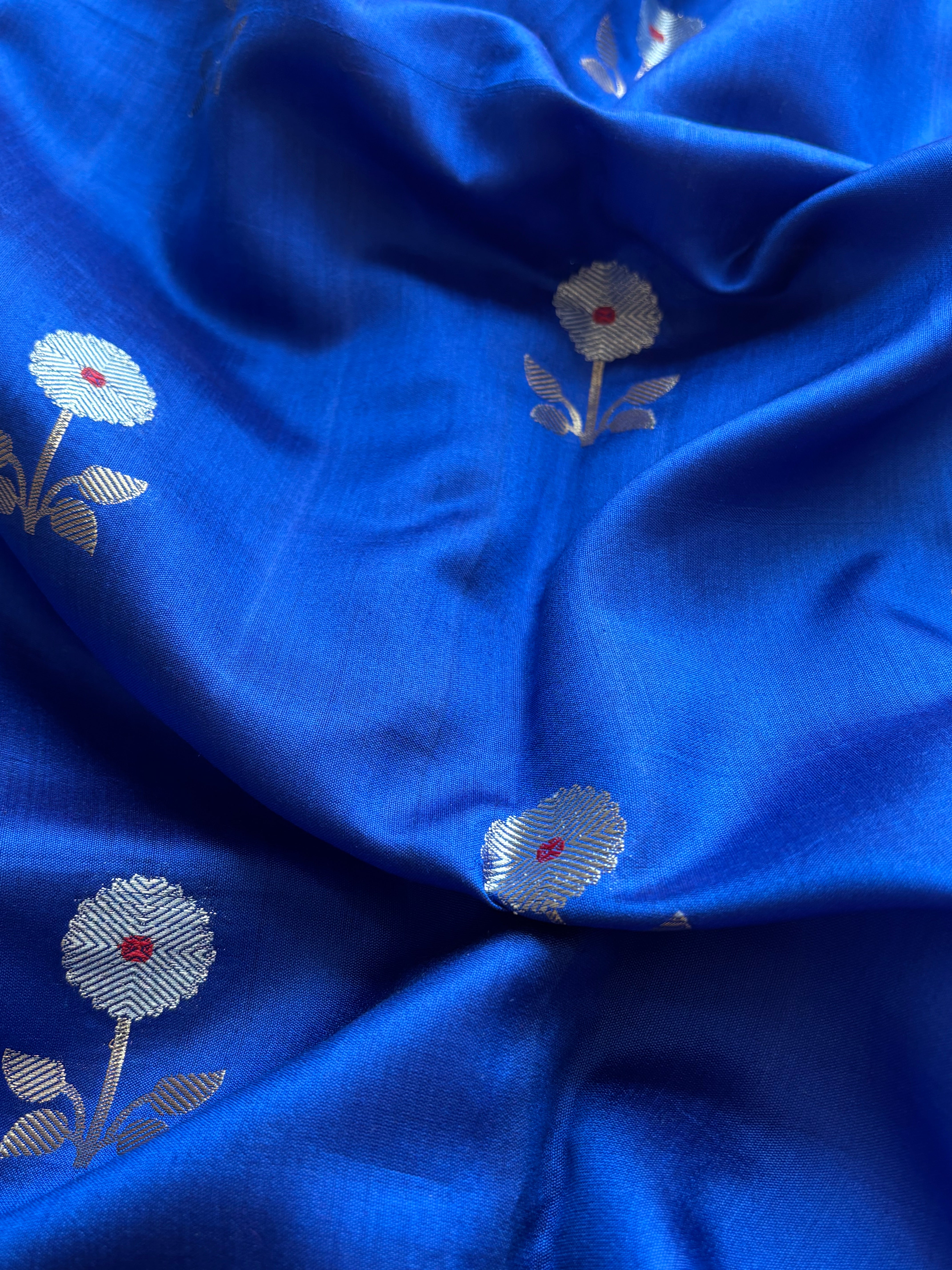 Blue Chiniya silk saree