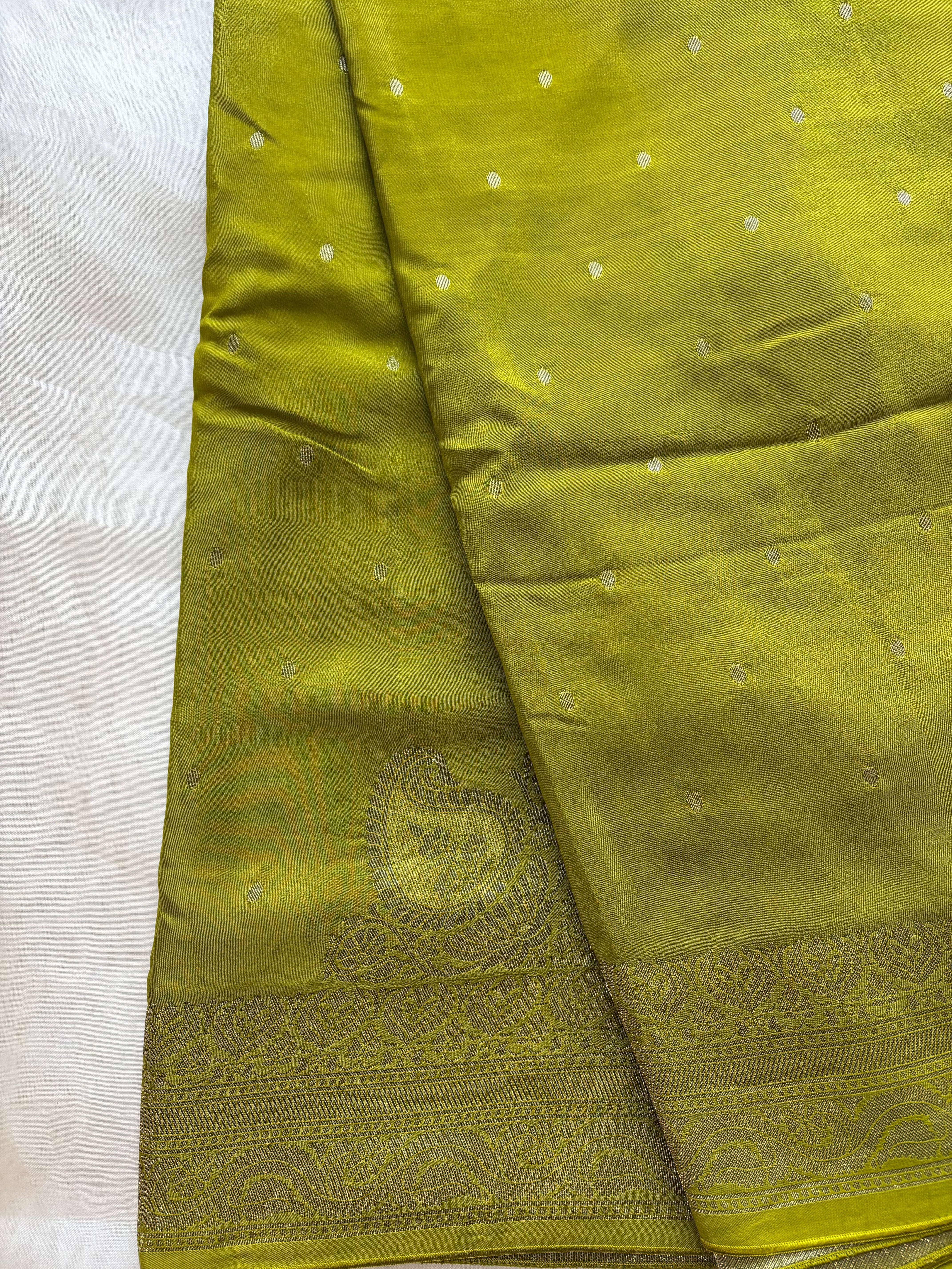 Green viscose silk blend saree