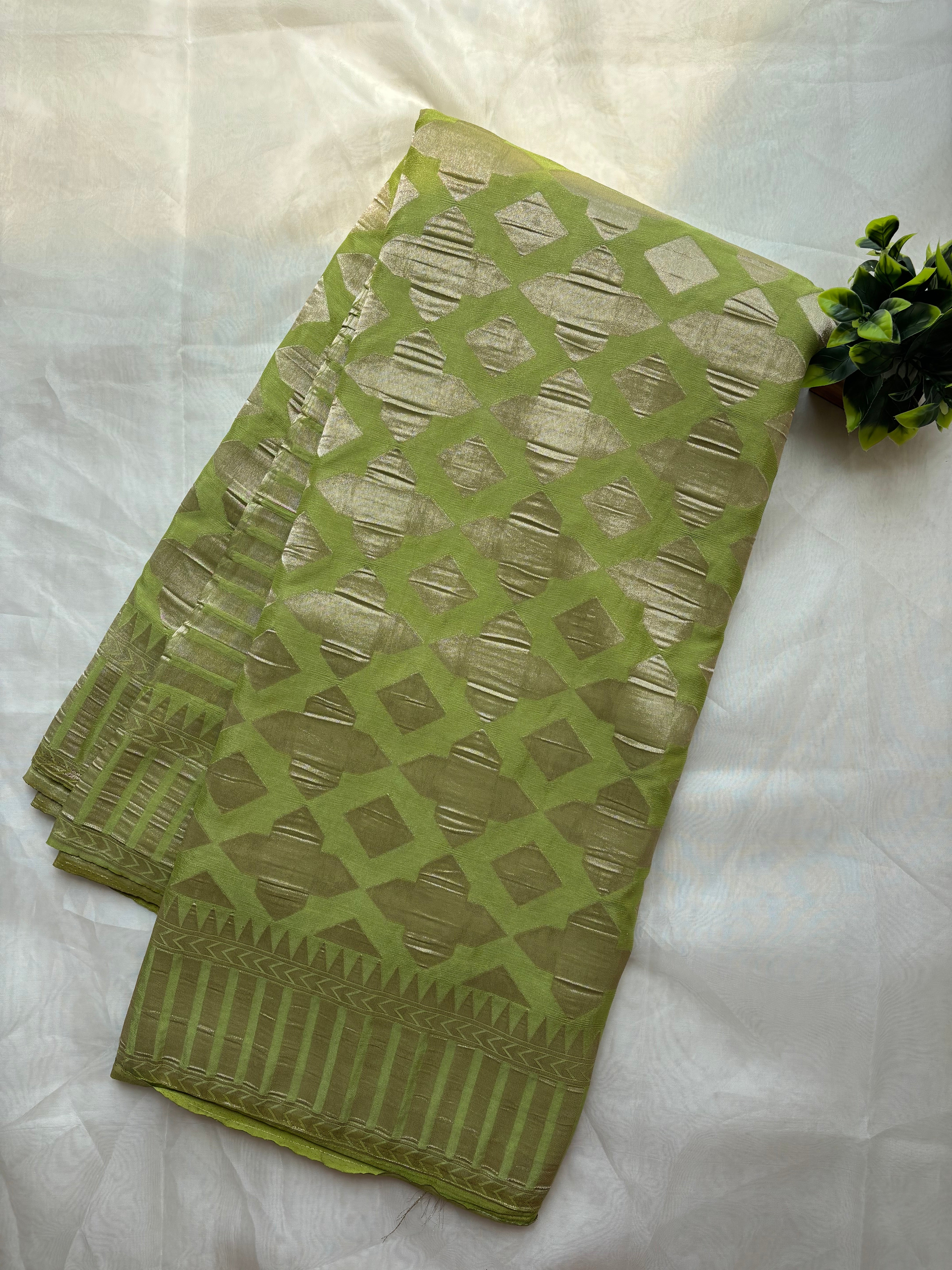 Light Green viscose silk blend saree