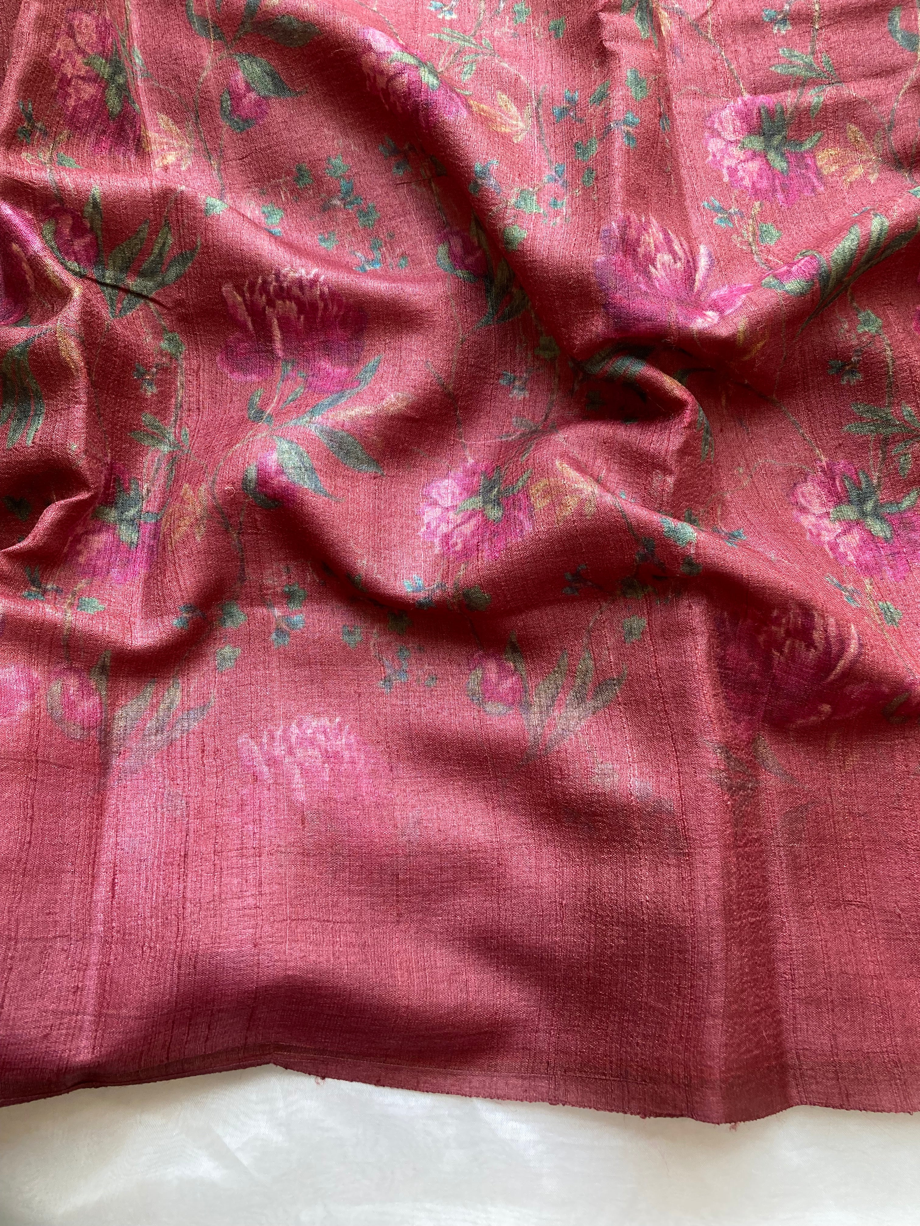 Onion pink Tussar saree