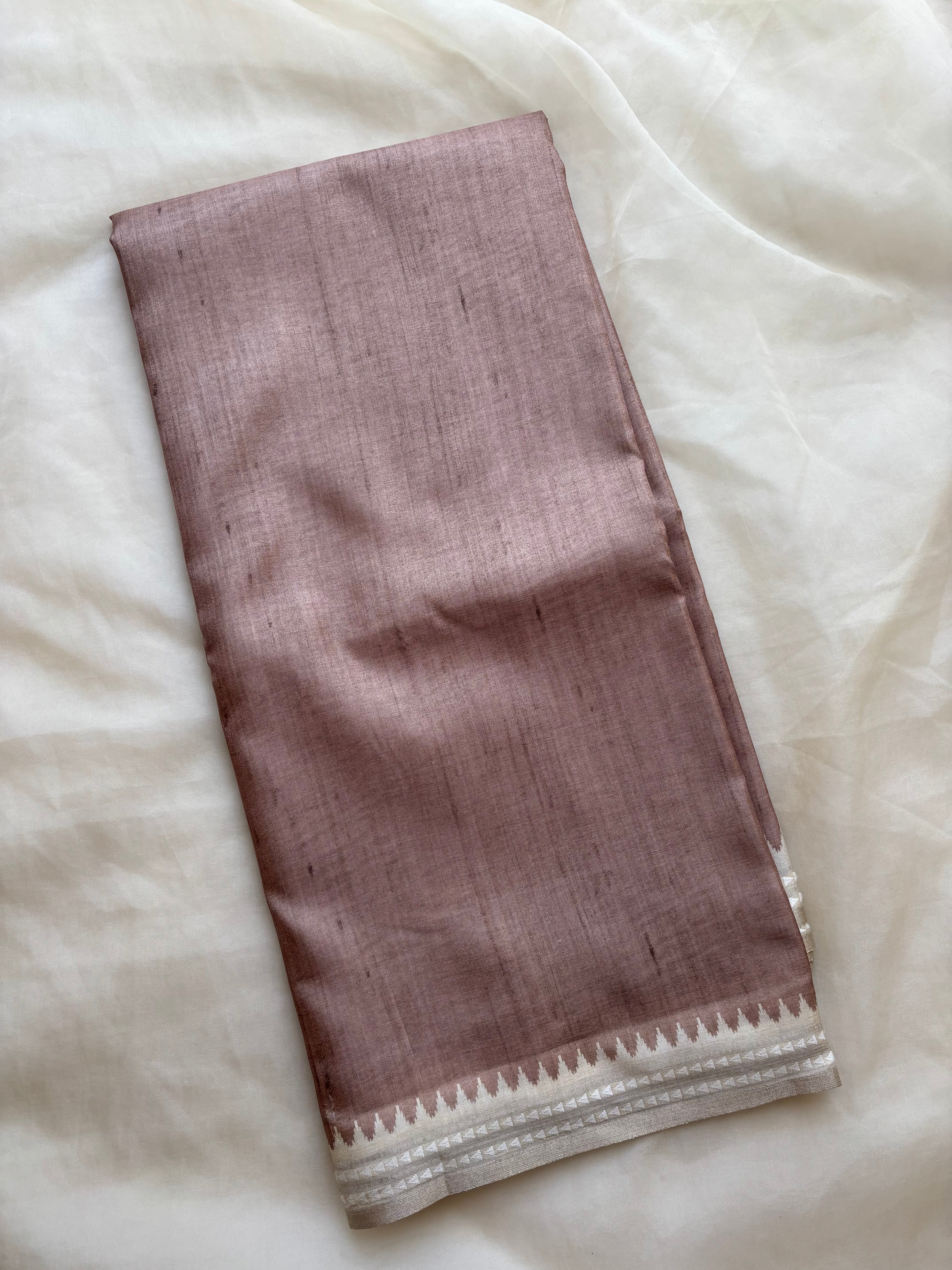 Dusty mauve semi tussar saree
