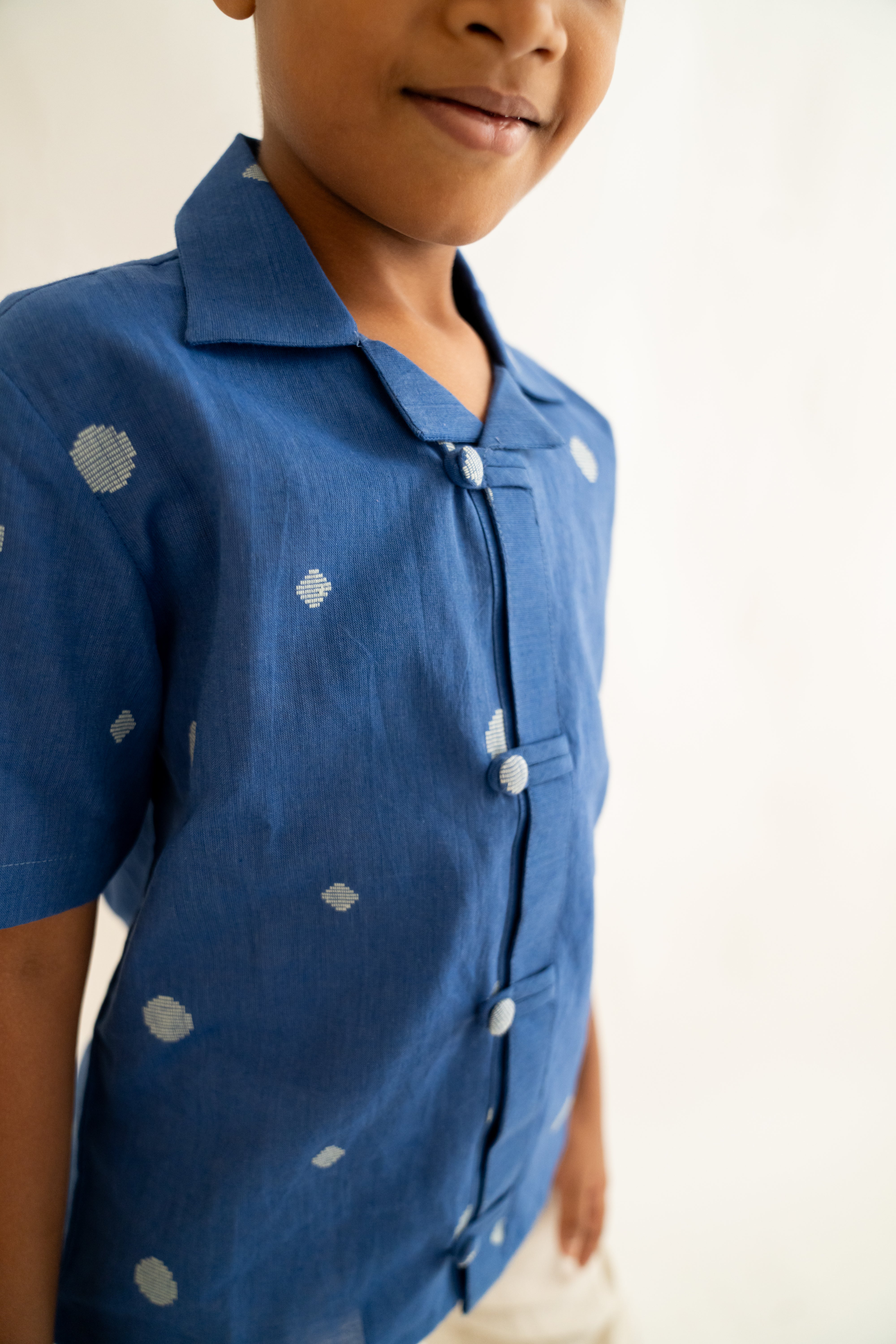 Blue polka dot shirt