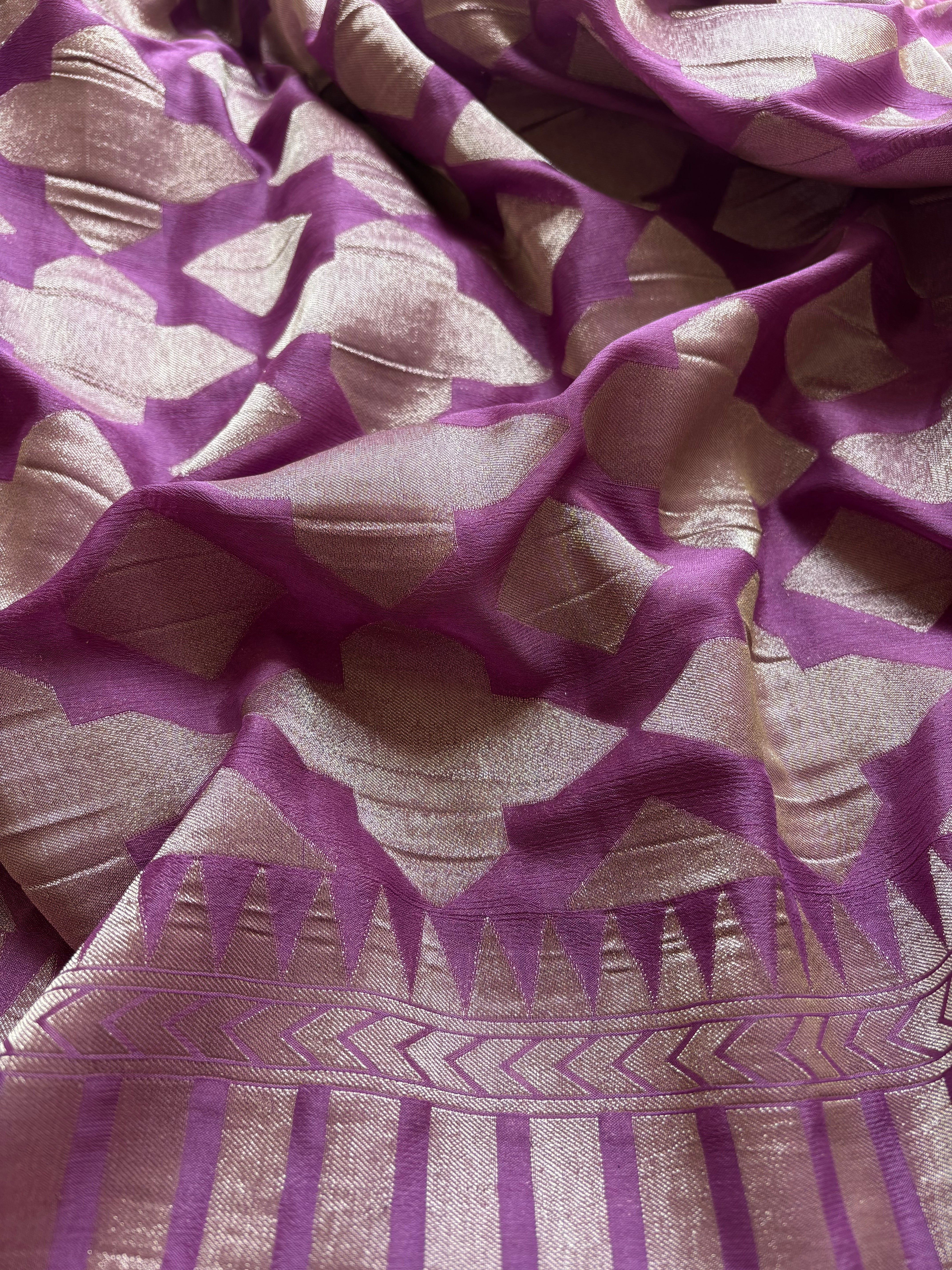 Violet viscose silk blend saree