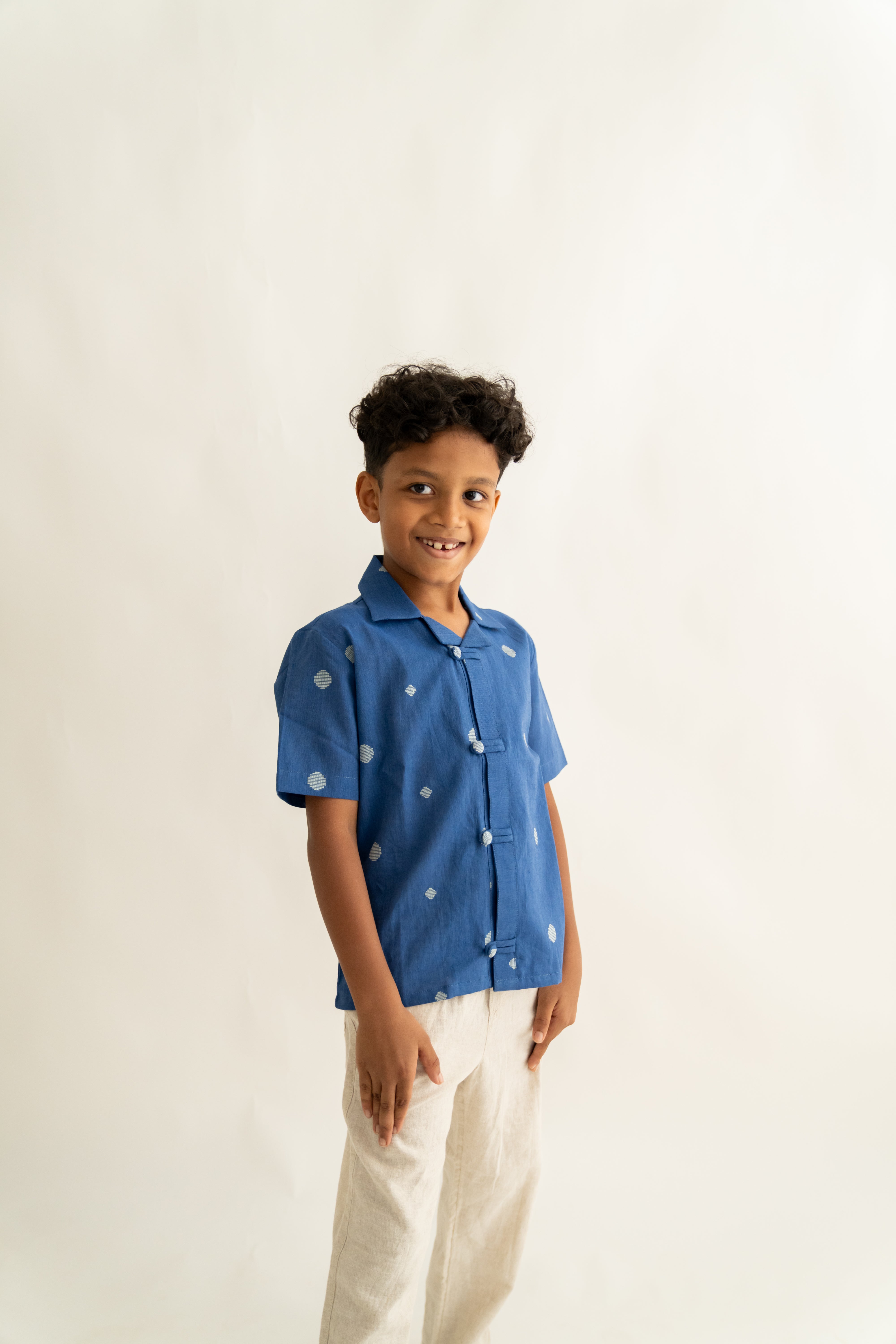 Blue polka dot shirt