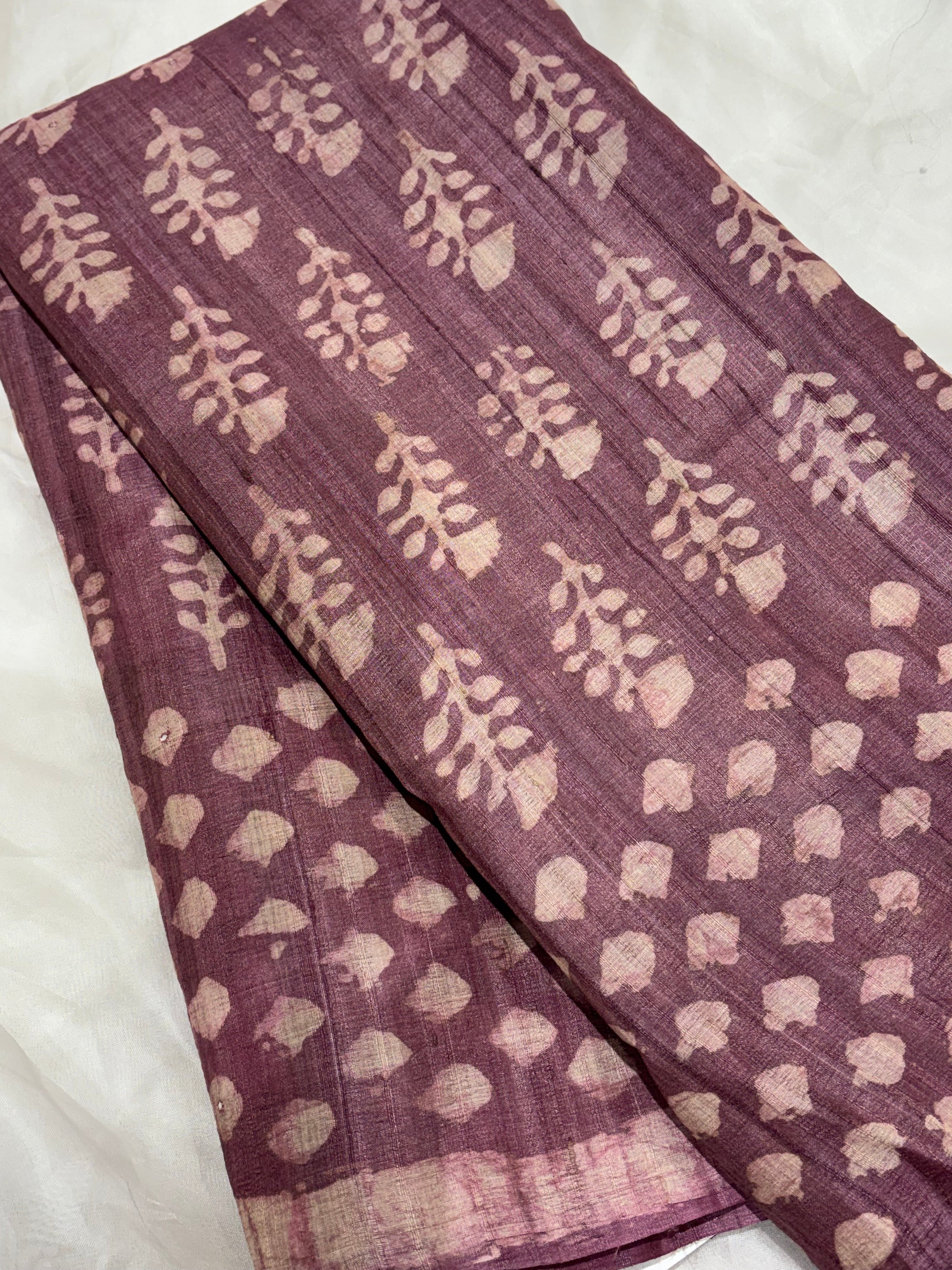 Rosewood mauve Tussar saree