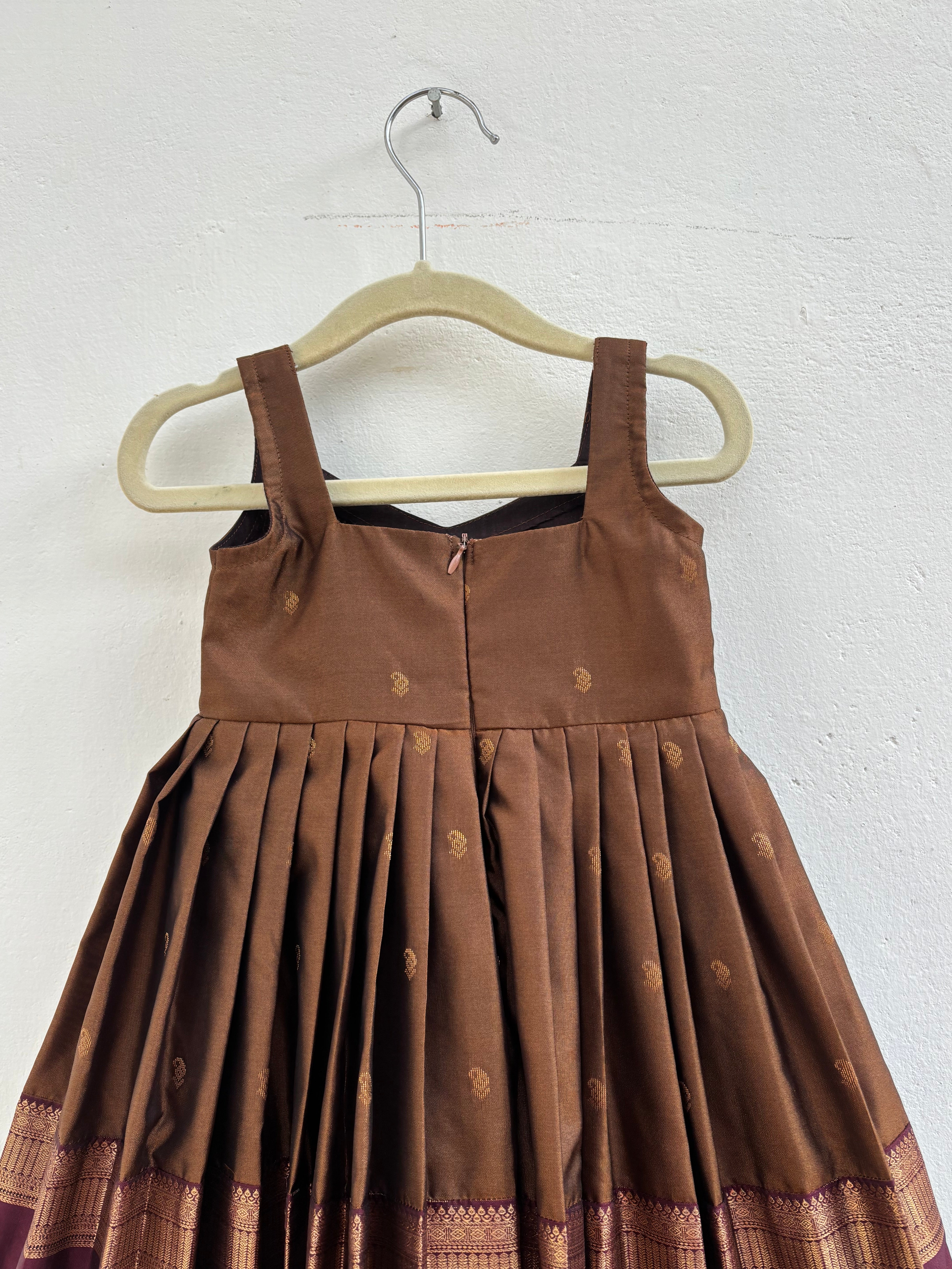 Brown & maroon Soft silk dress
