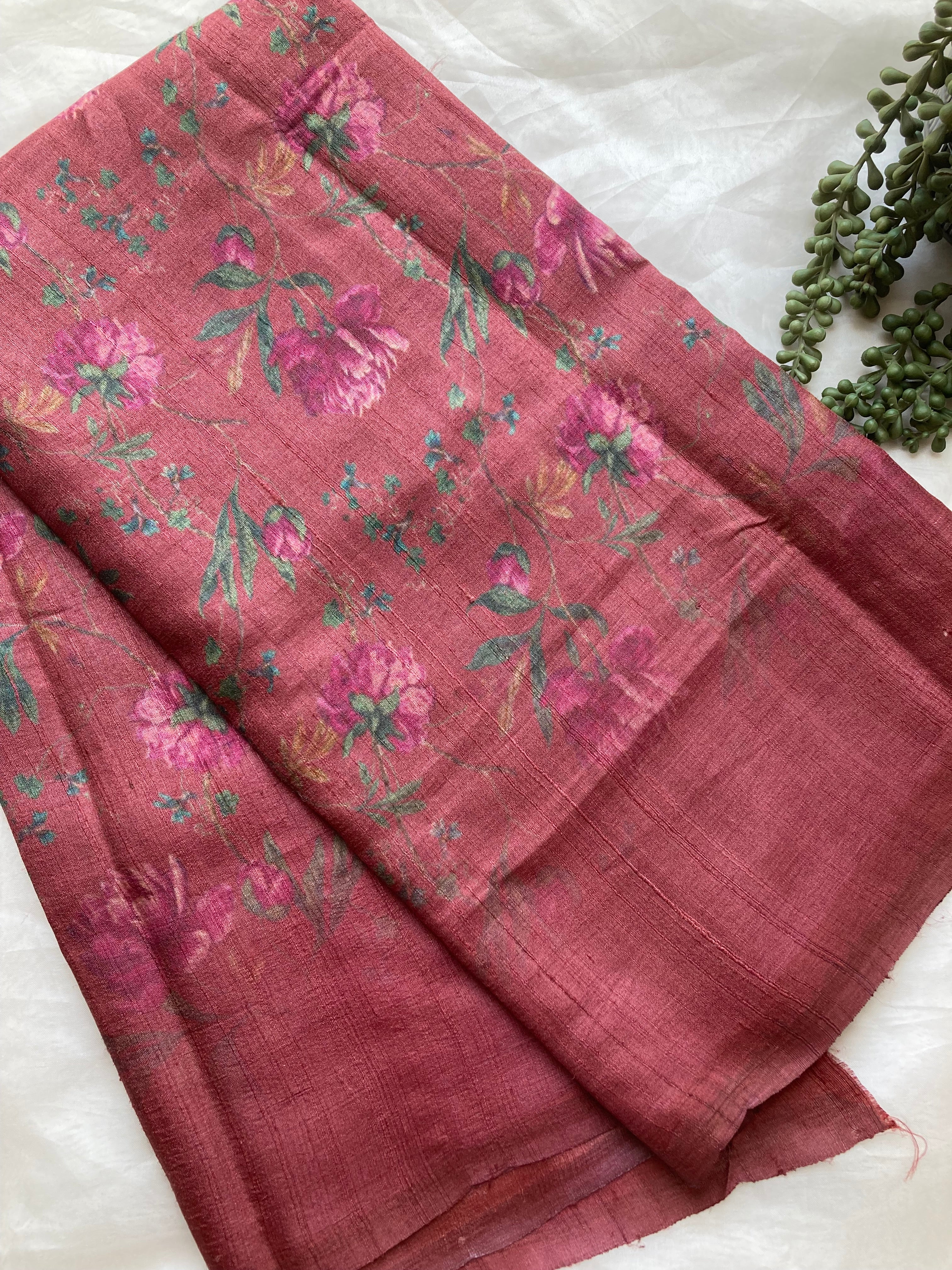 Onion pink Tussar saree