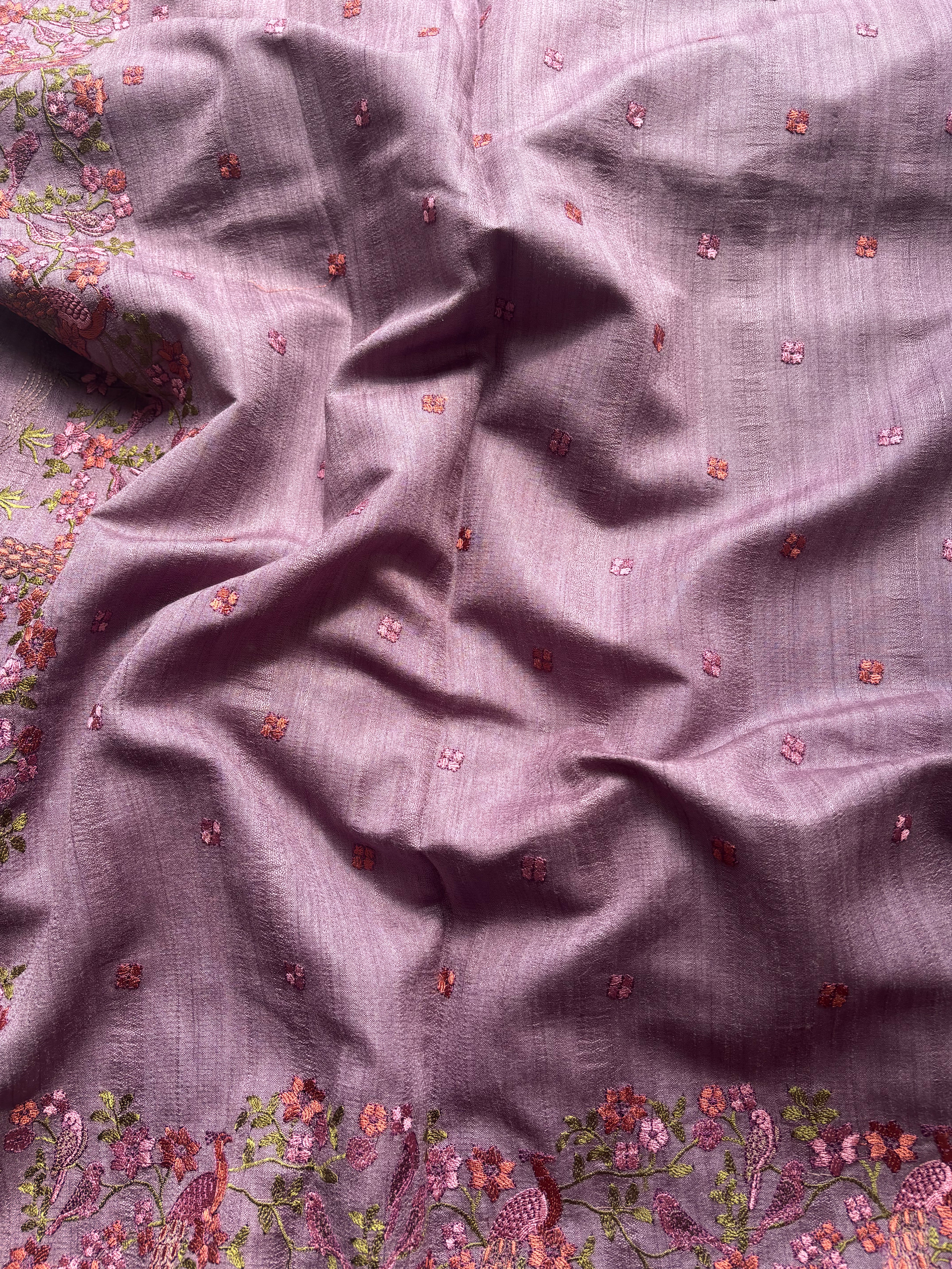Lavender Kosa silk saree