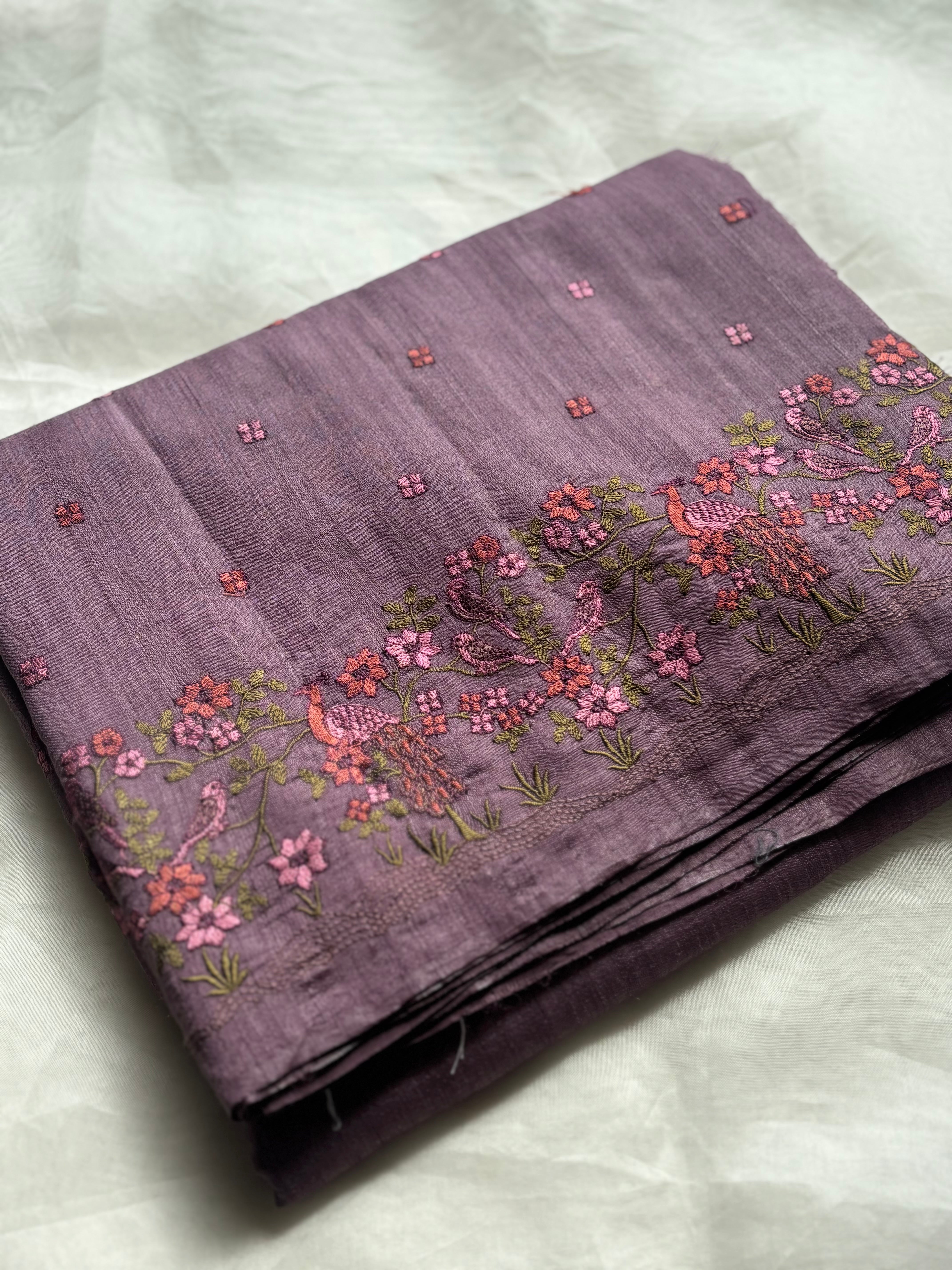 Lavender Kosa silk saree