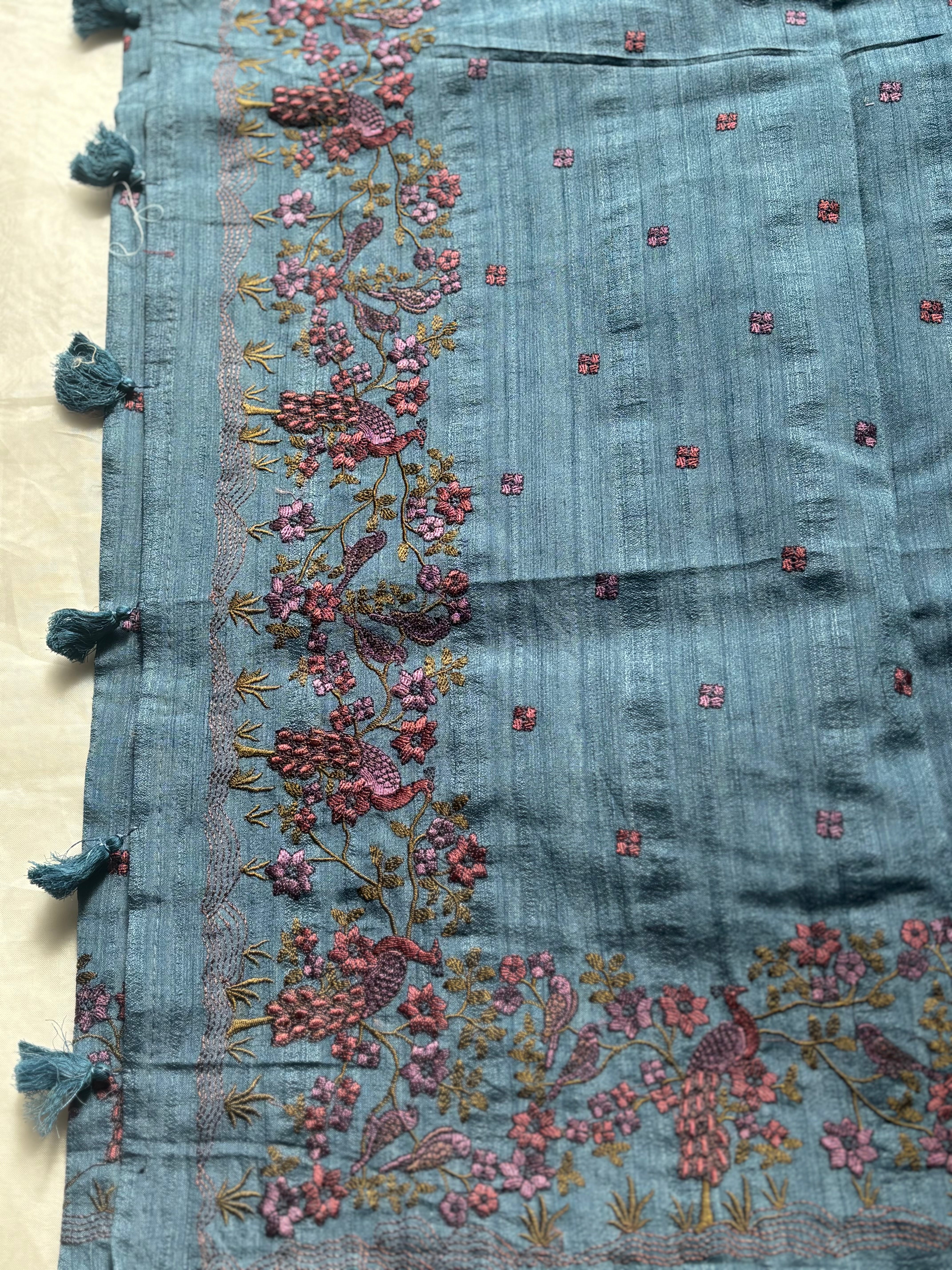 Blue Kosa silk saree