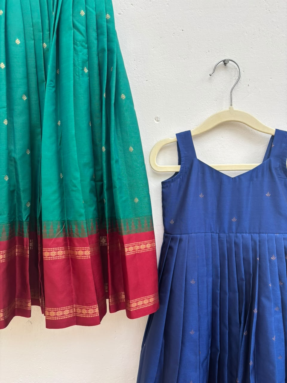 Green & red Soft silk dress
