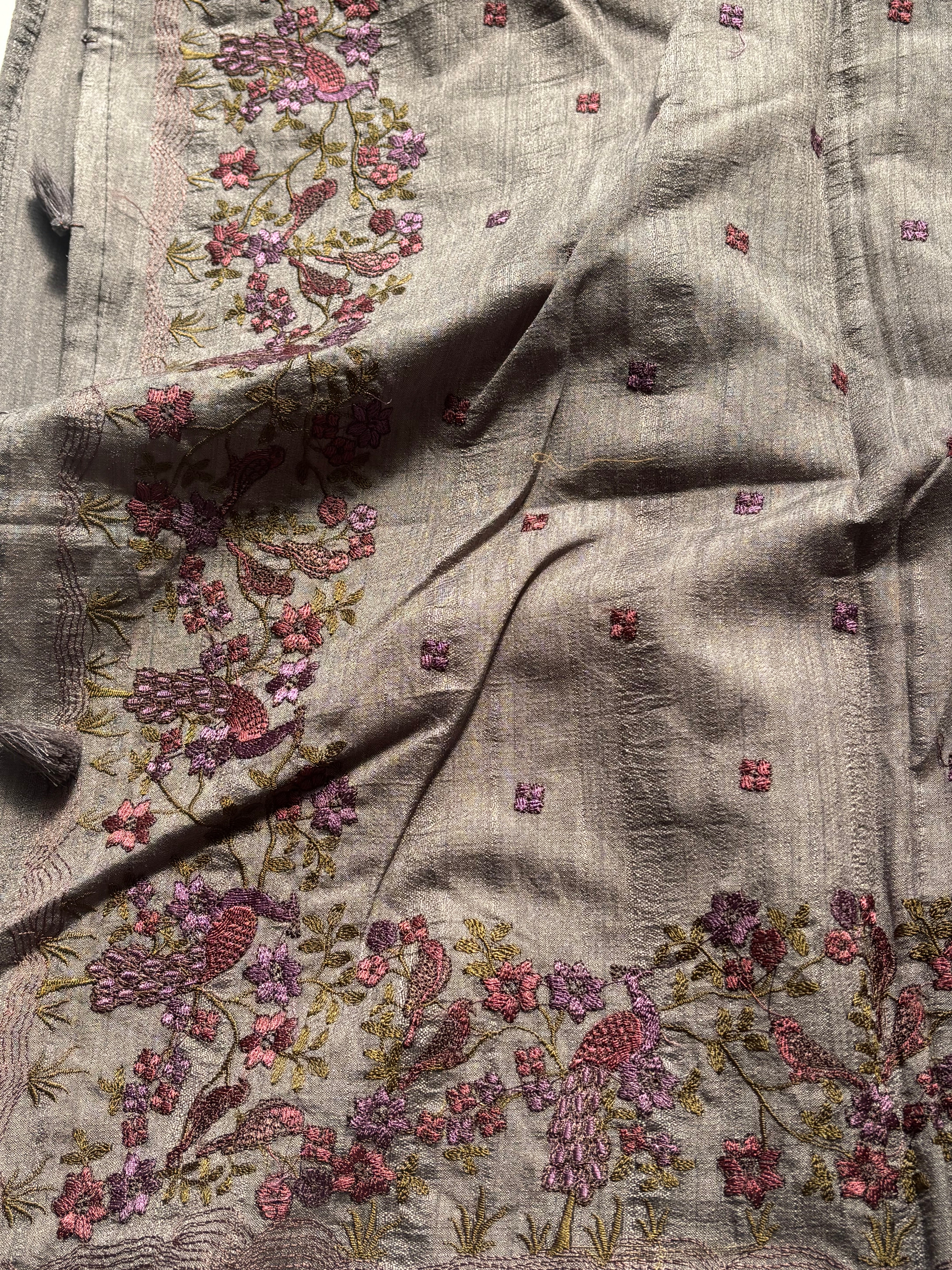 Grey Kosa silk saree