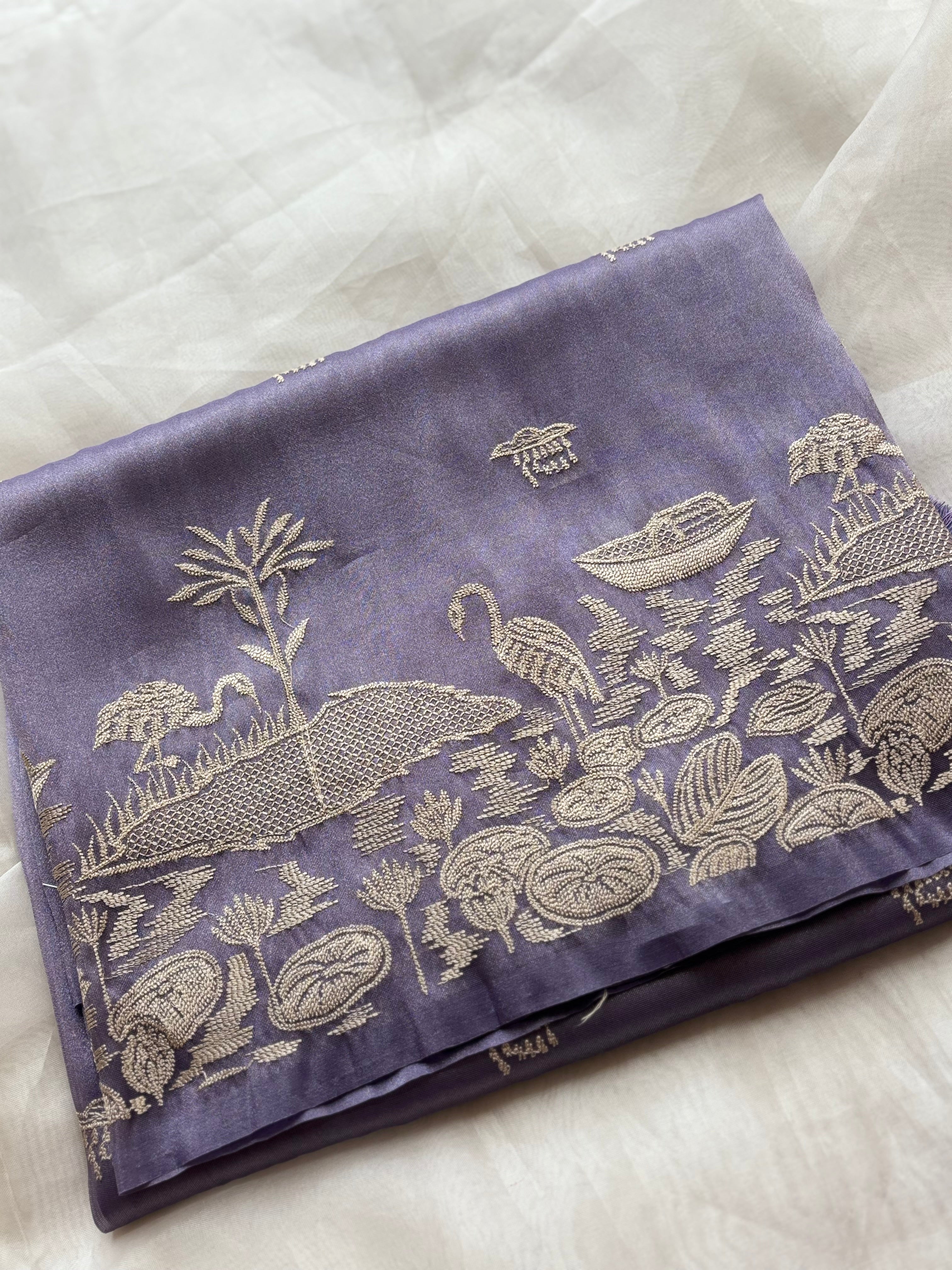 Lavender mist semi tissue saree