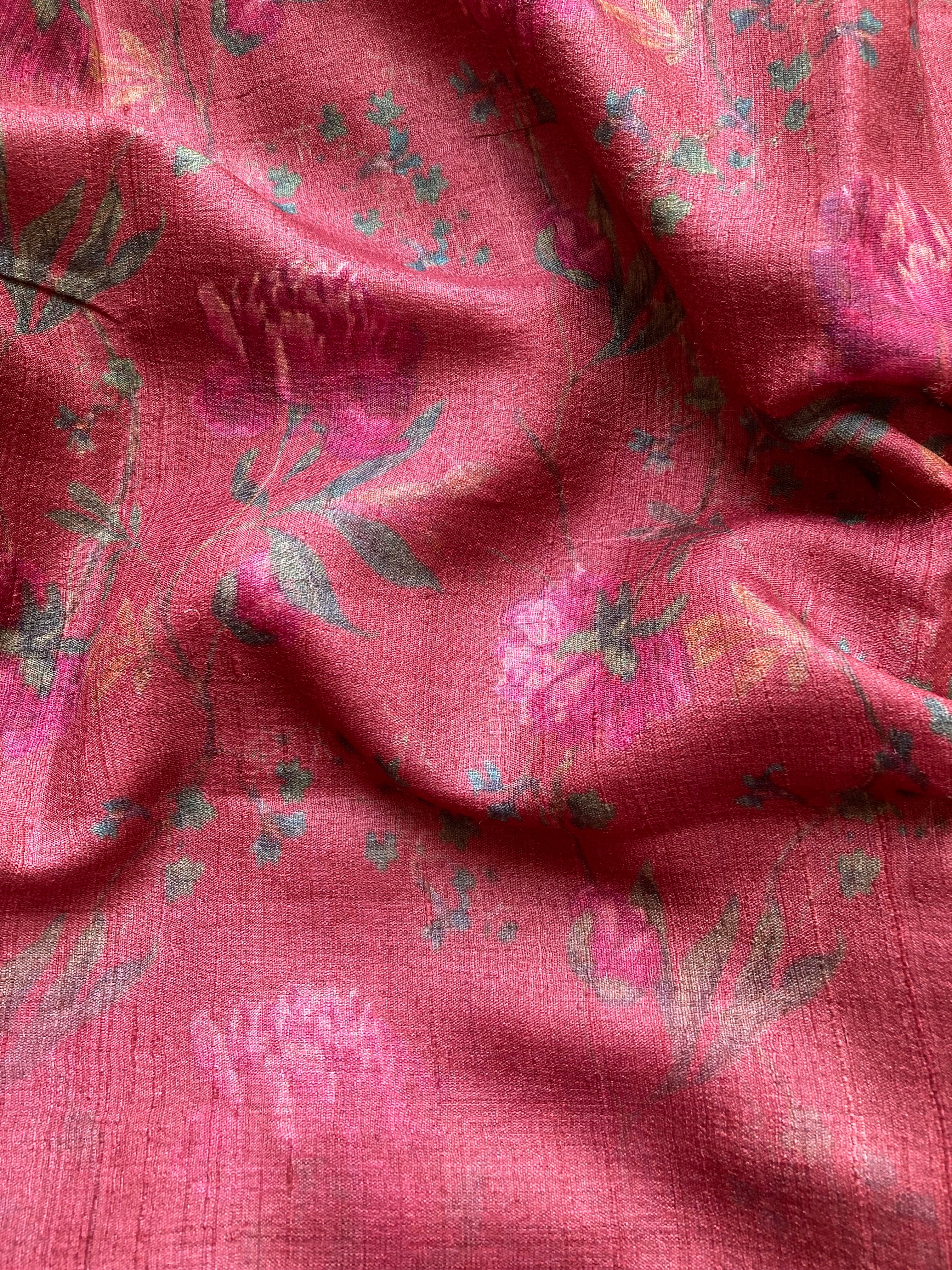 Onion pink Tussar saree