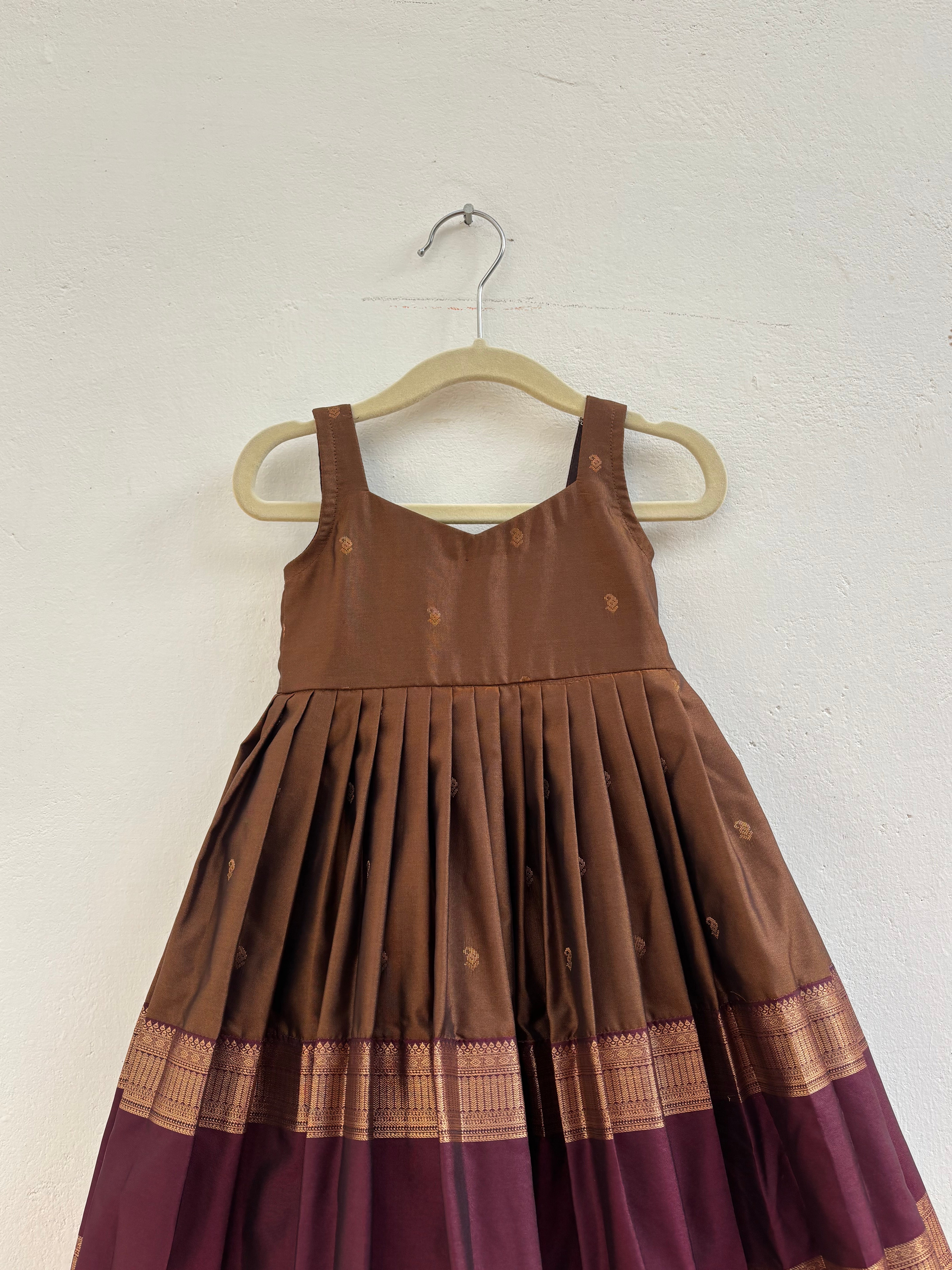 Brown & maroon Soft silk dress