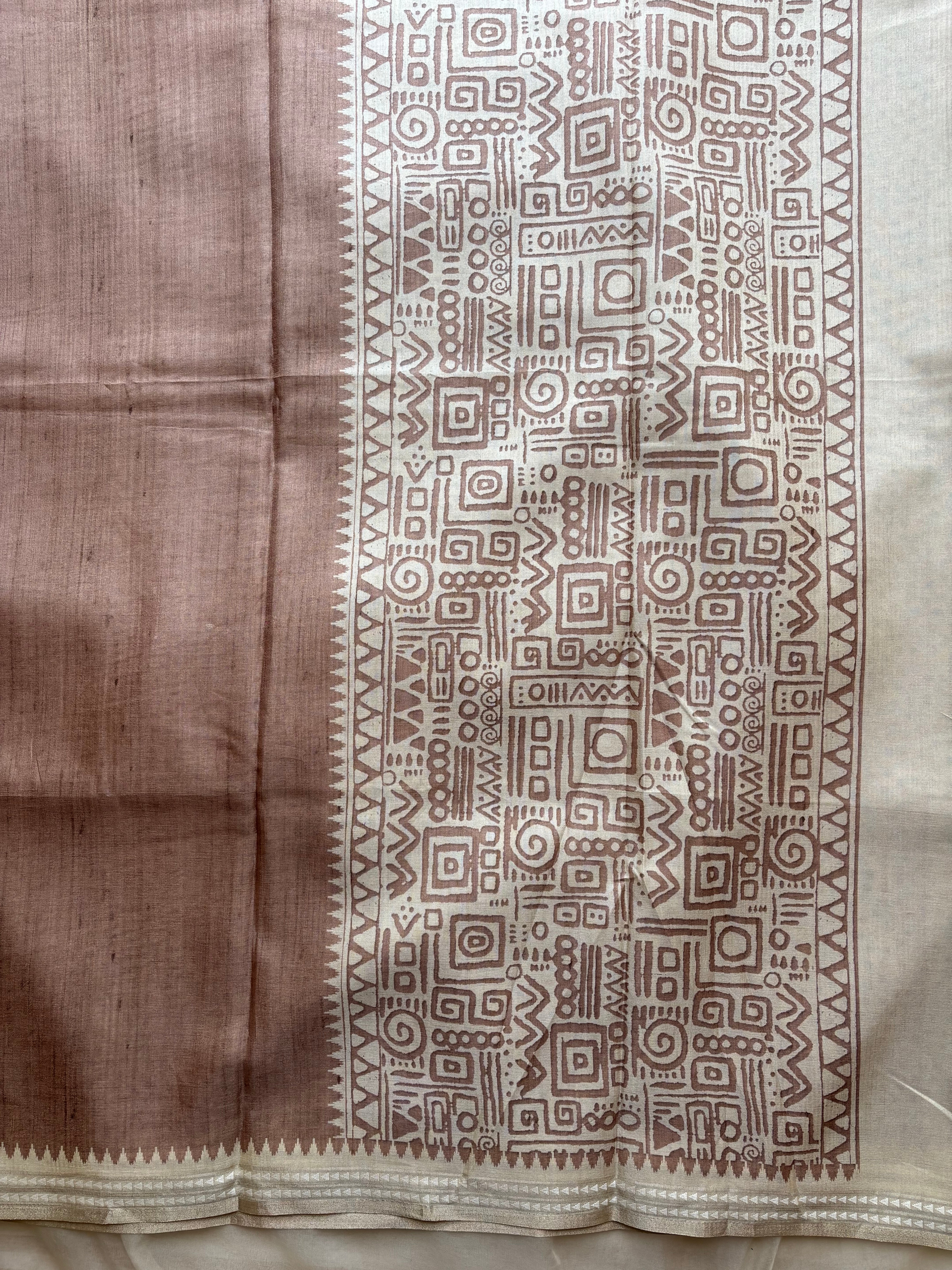 Dusty mauve semi tussar saree