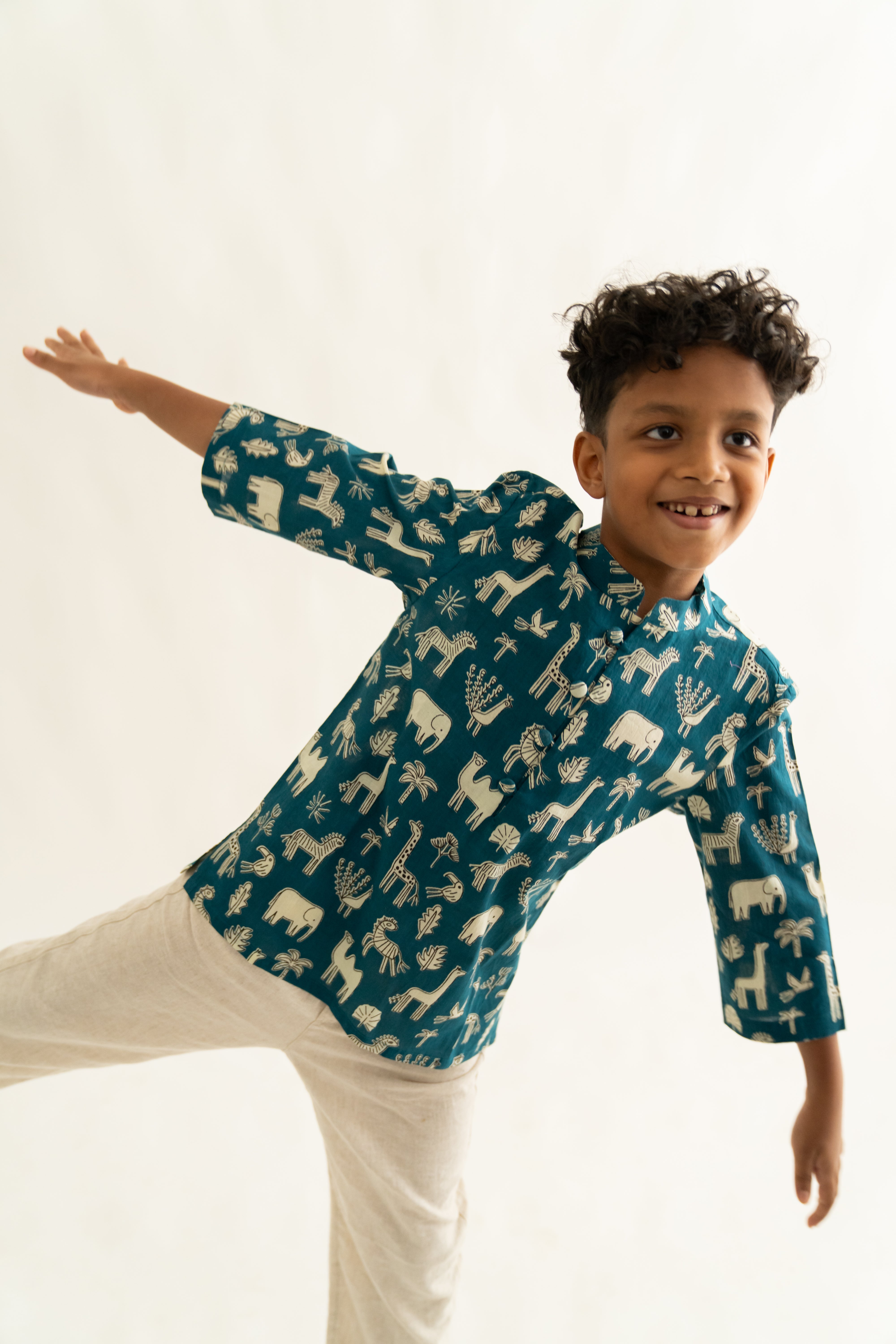 Teal blue jungle shirt