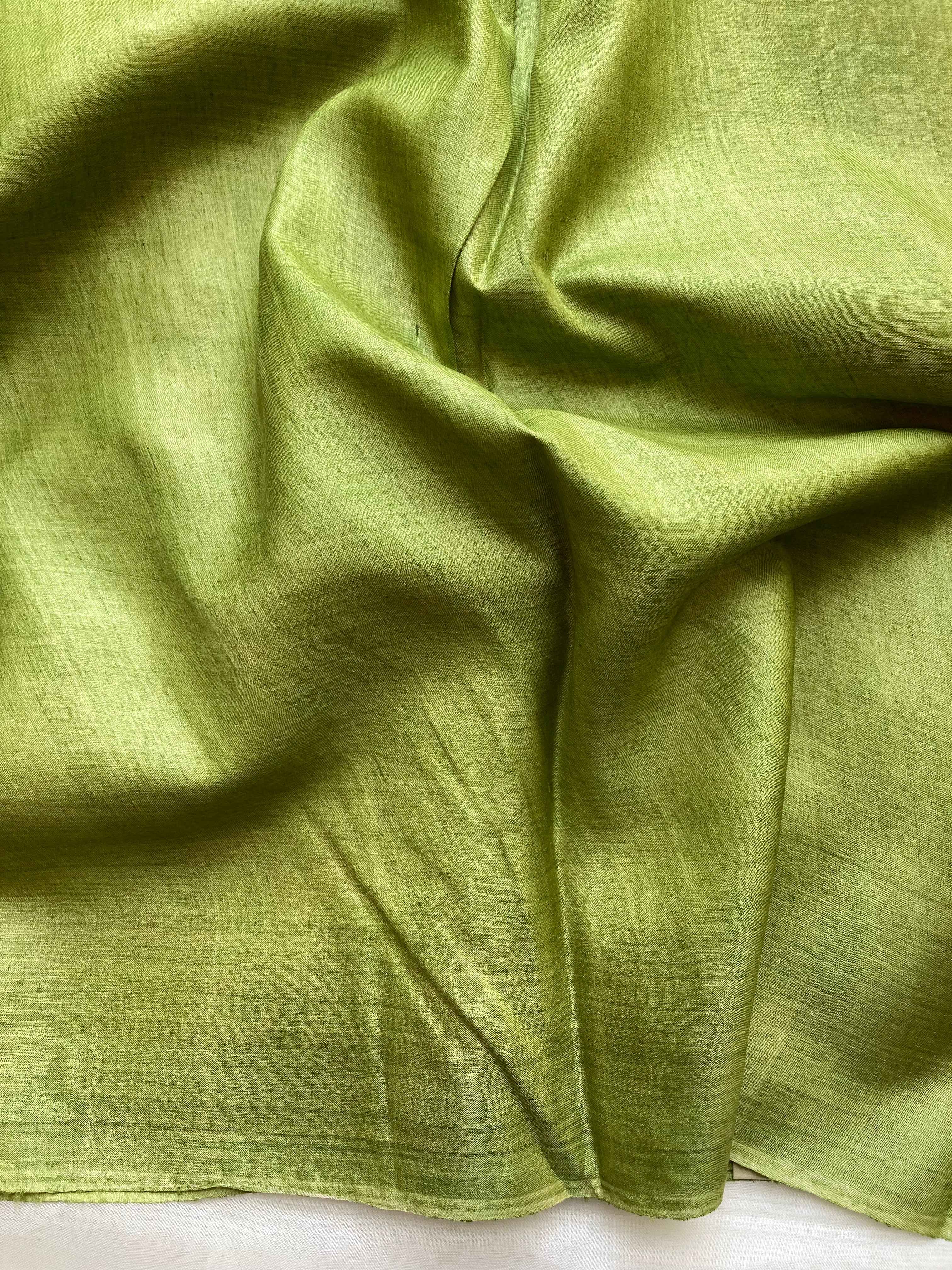 Orange & green floral Tussar saree