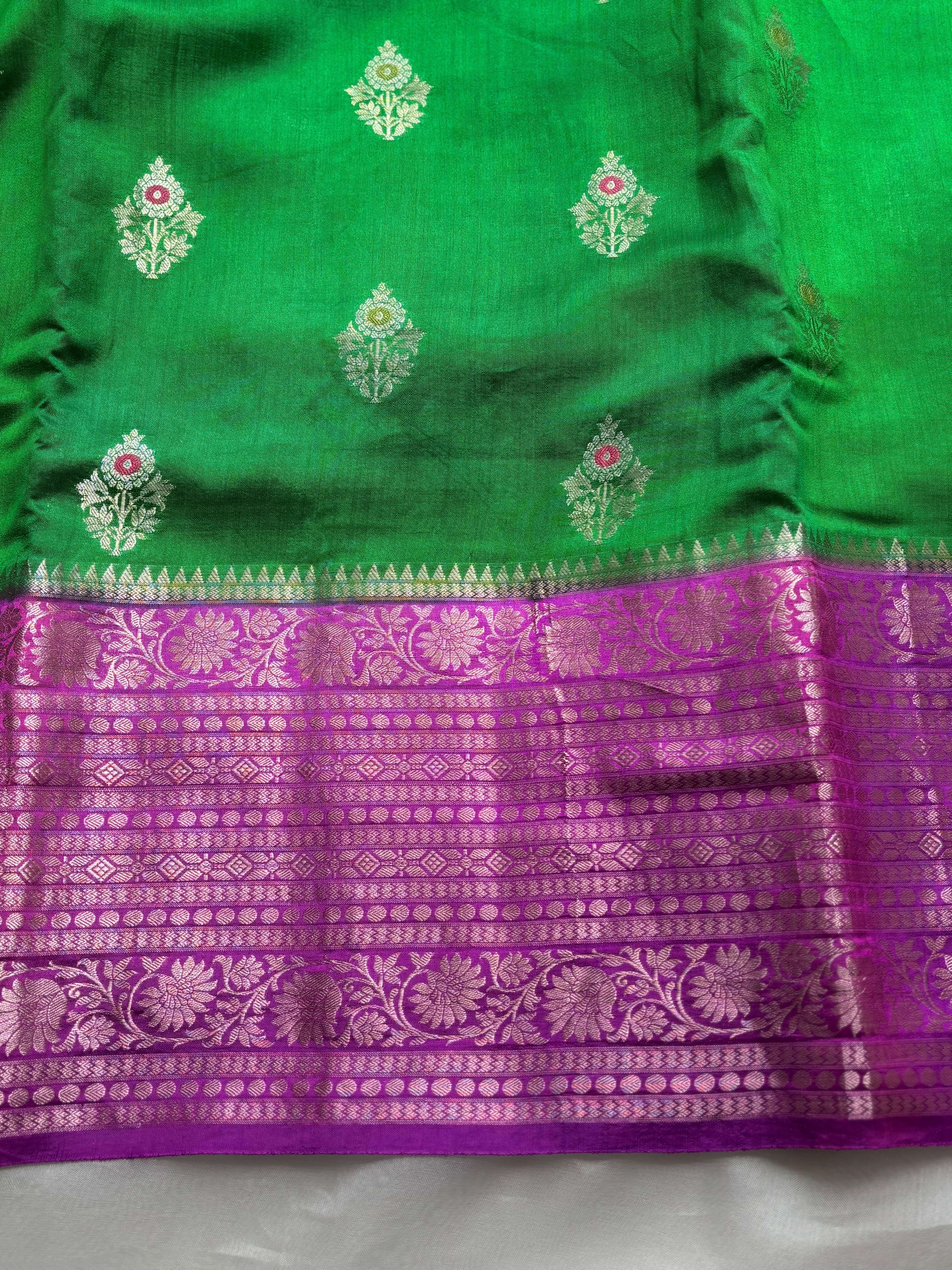 Green pure banarasi silk saree